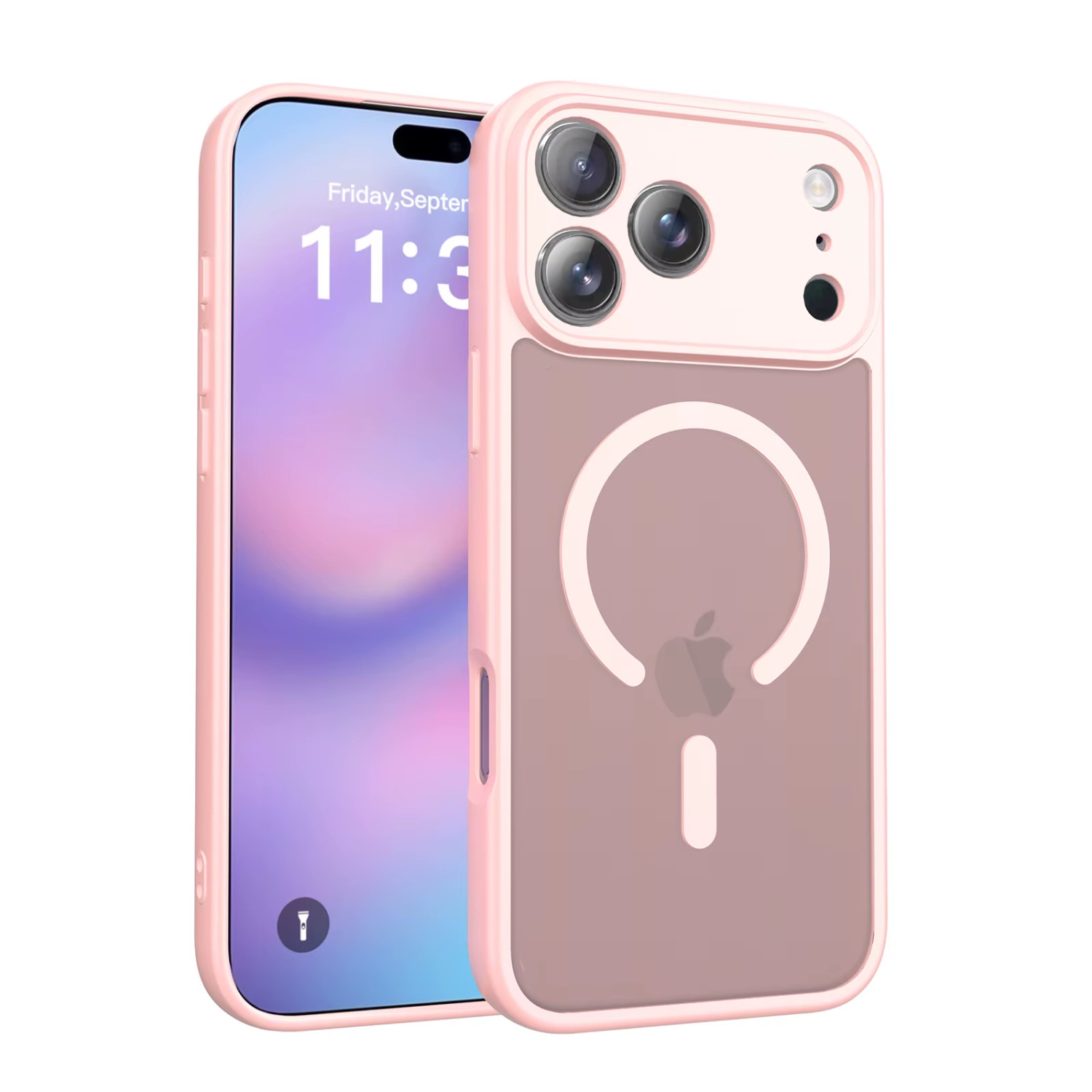 [CS] Matte Silicone Hybrid Magnetic MagSafe Case Cover for iPhone 17 Pro, Rose Gold