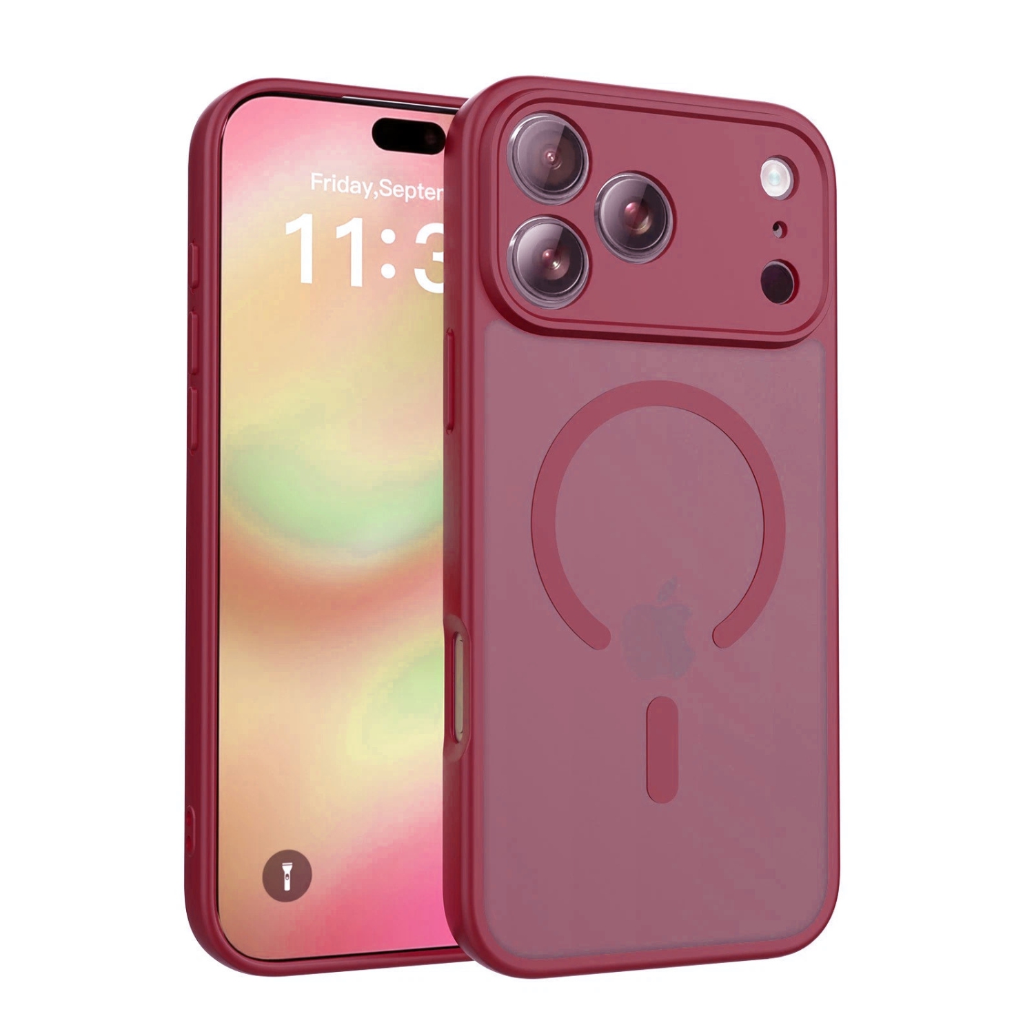 [CS] Matte Silicone Hybrid Magnetic MagSafe Case Cover for iPhone 17 Pro, Wine