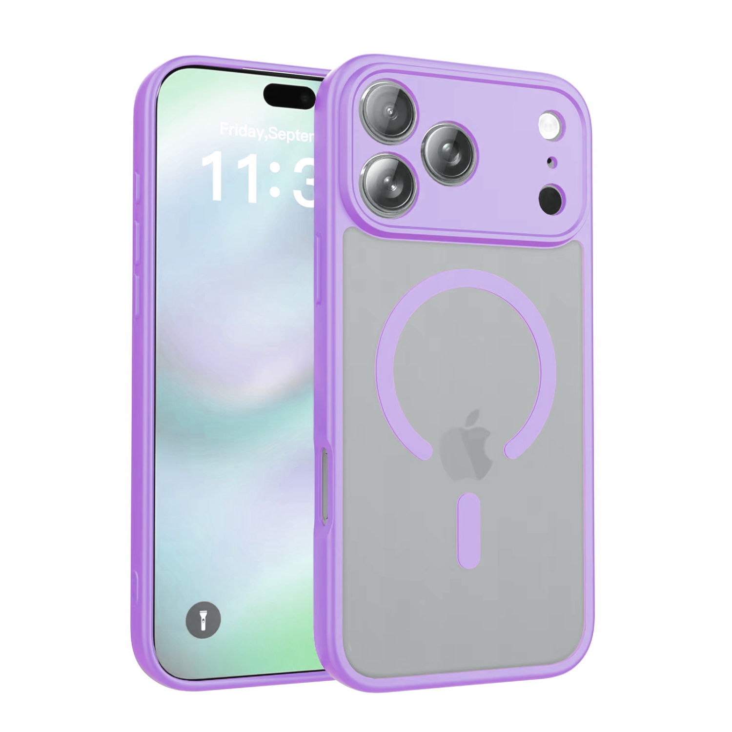 [CS] Matte Silicone Hybrid Magnetic MagSafe Case Cover for iPhone 17 Pro, Light Purple