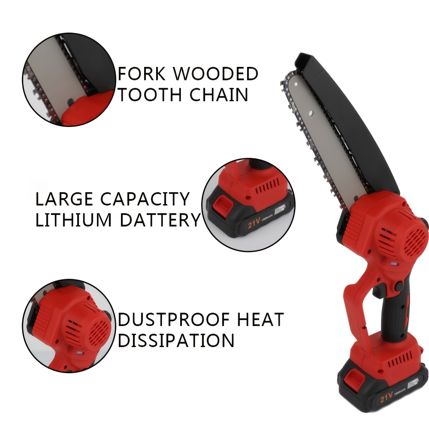 8" inch Mini Chainsaw, 21V Cordless Electric Chainsaw with Brushless Motor, Battery, Carry Case for Tree Trimming, Woodcutting, Pruning