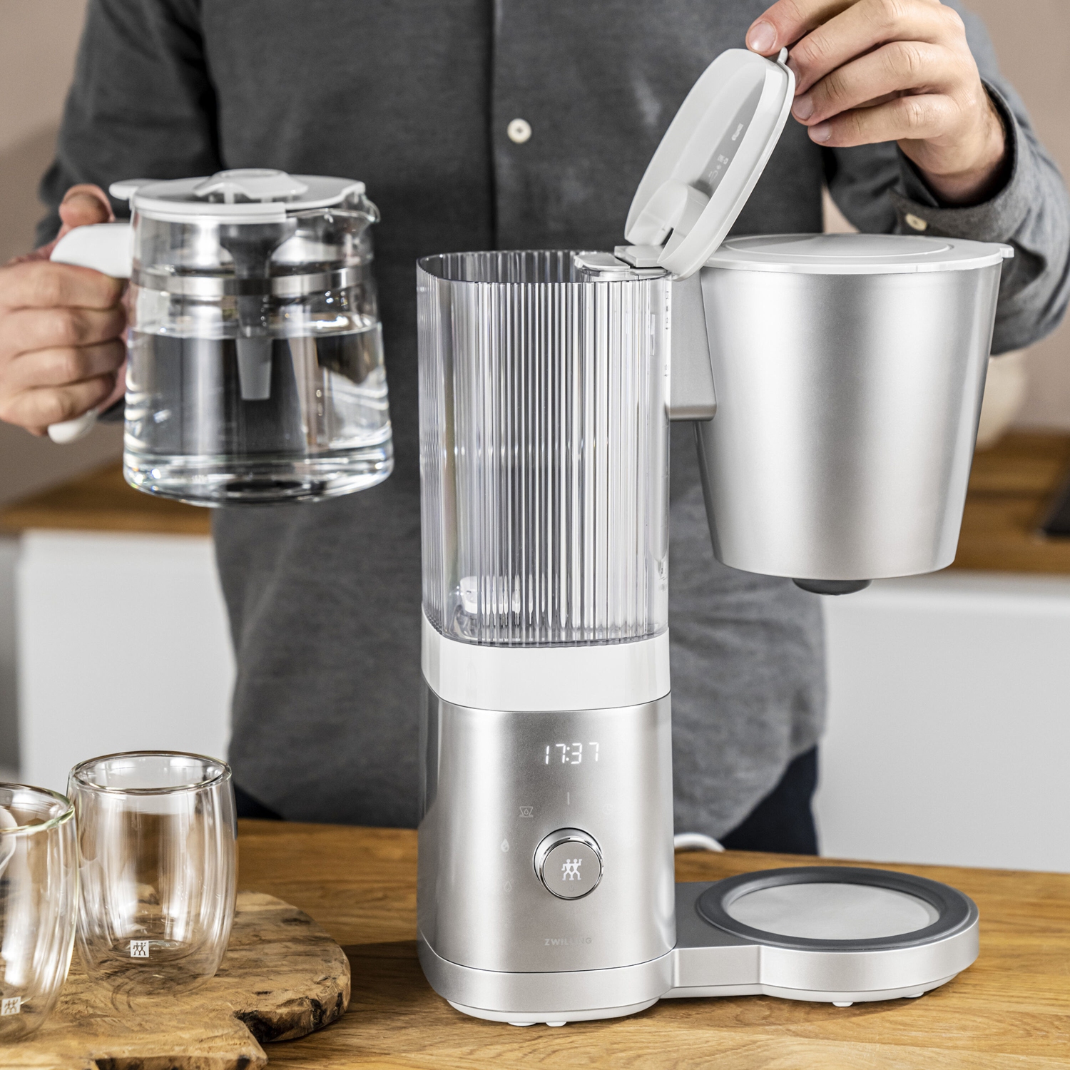 Cafetière à filtre avec carafe en verre de 1,5 l Enfinigy DE ZWILLING, argenté