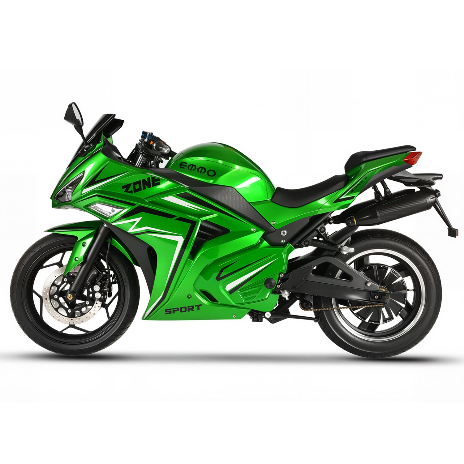EMMO Zone II GTS Electric Bike – Full Size Sports Motorcycle Ebike – 72V100Ah Lithium – up to 190km – Green