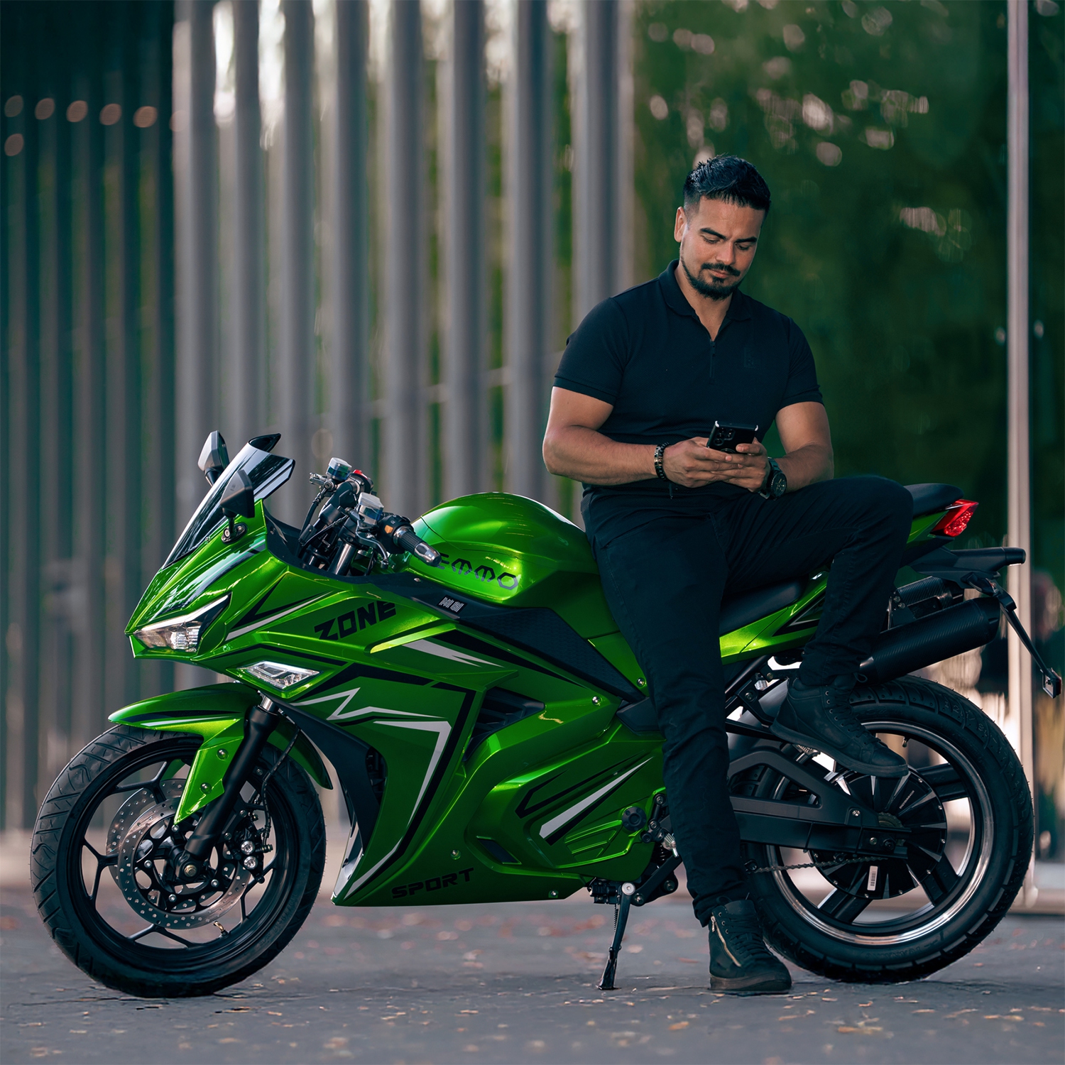 EMMO Zone II GTS Electric Bike – Full Size Sports Motorcycle Ebike – 72V100Ah Lithium – up to 190km – Green
