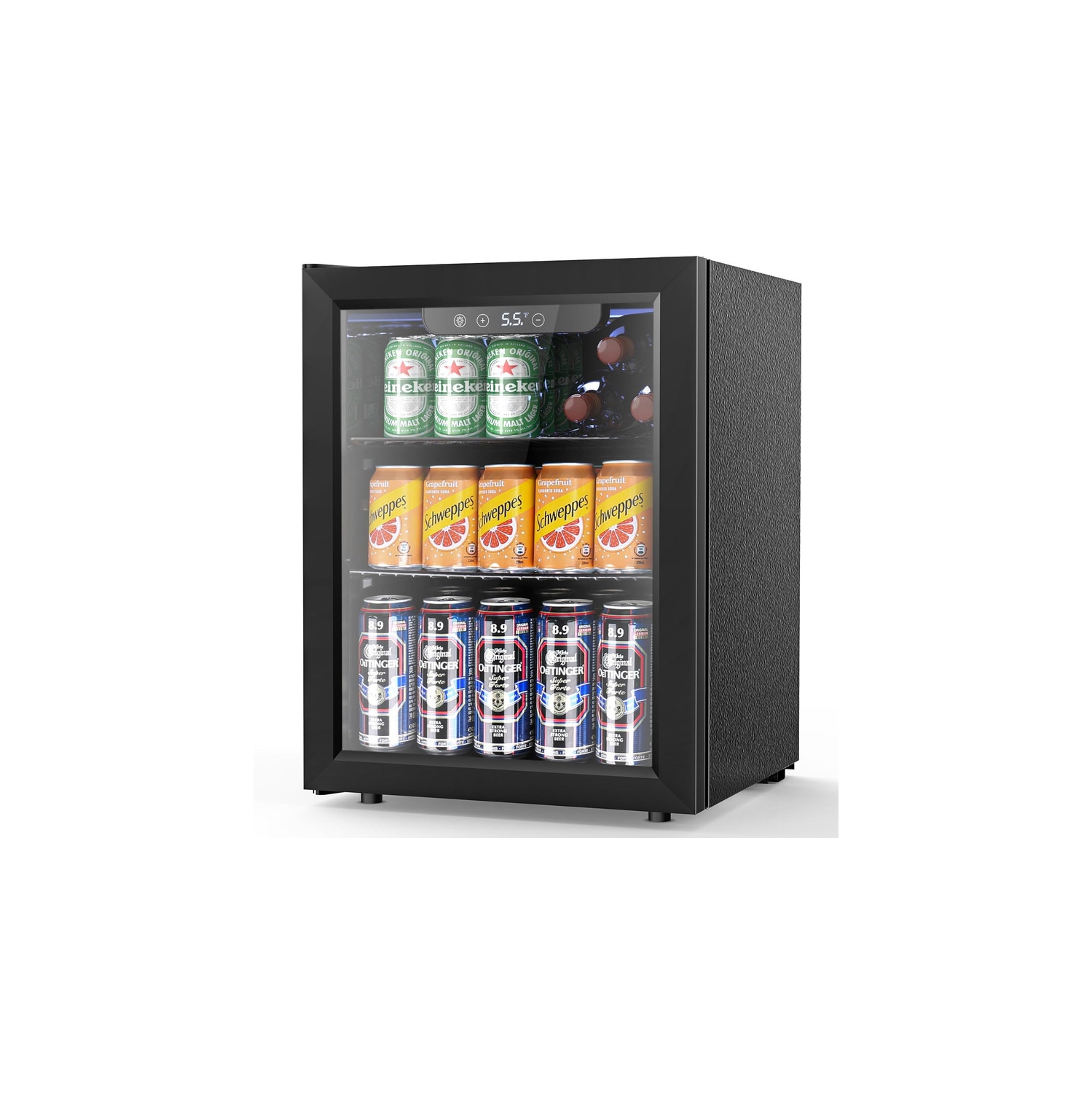 Réfrigérateur à boissons 68 canettes – Mini réfrigérateur compact de 1,7&nbsp;pi³ avec porte en verre, conception autonome et contrôle de la