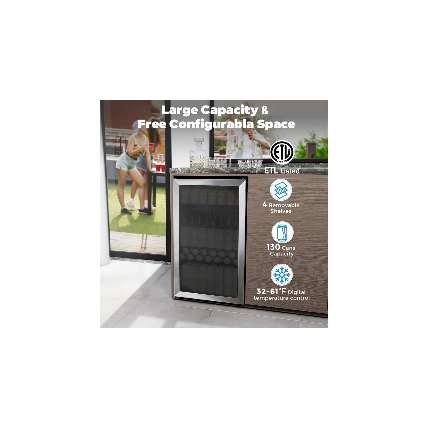 Mini réfrigérateur à boissons 3,3&nbsp;pi³ – peut contenir 125 canettes et tablettes amovibles, noir, idéal pour le bureau, le bar ou usage à domicile