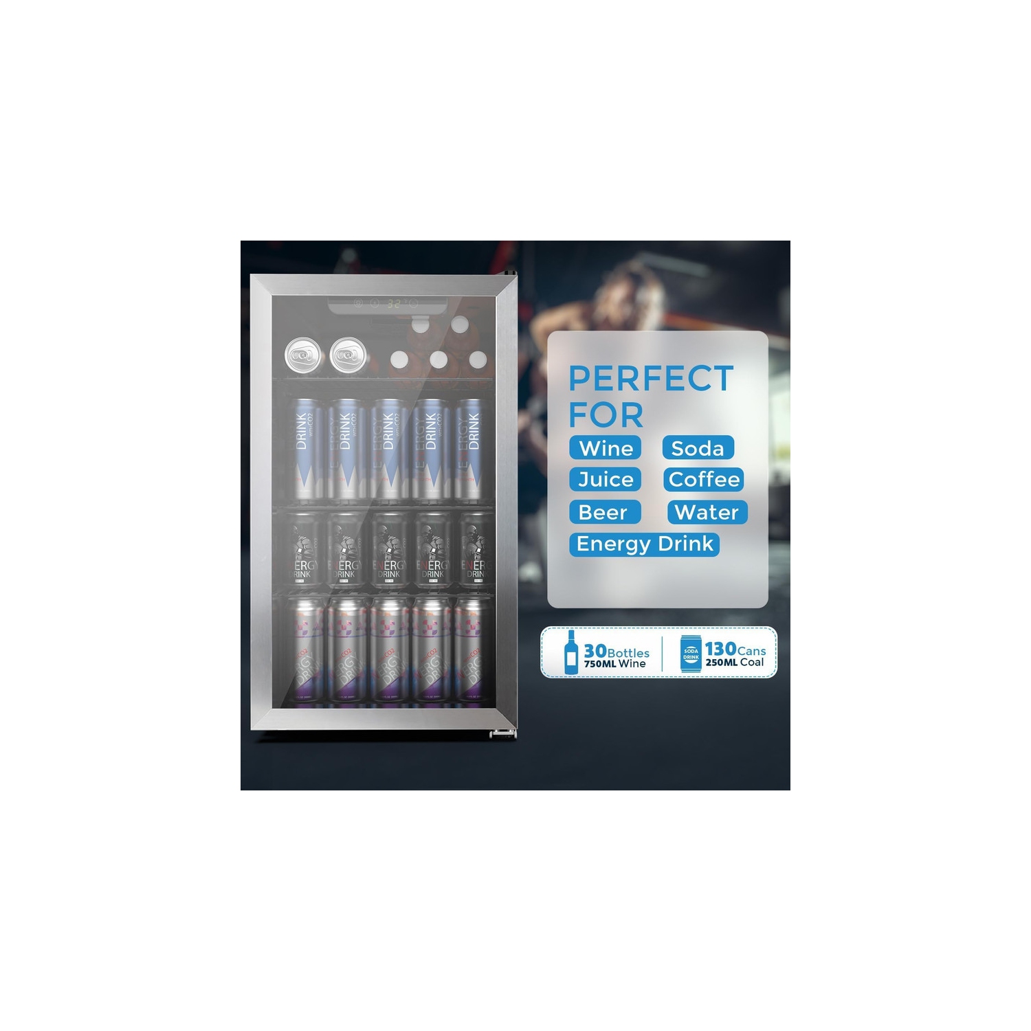 Mini réfrigérateur à boissons 3,3&nbsp;pi³ – peut contenir 125 canettes et tablettes amovibles, noir, idéal pour le bureau, le bar ou usage à domicile