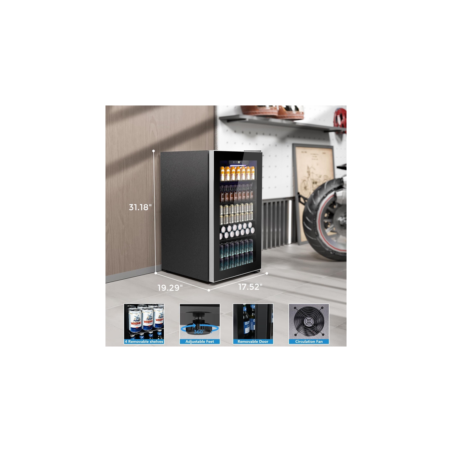 Réfrigérateur à boissons, mini réfrigérateur pour 120 canettes avec porte en verre pour boissons gazeuses, bières ou vins, distributeur de petites