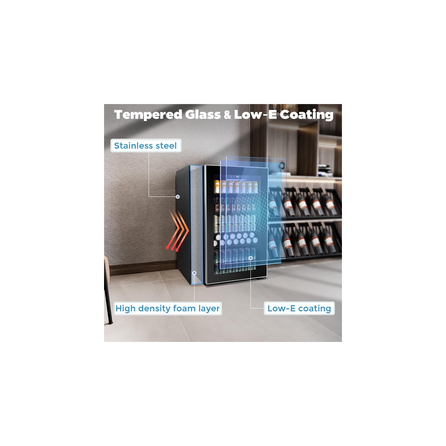 Réfrigérateur à boissons, mini réfrigérateur pour 120 canettes avec porte en verre pour boissons gazeuses, bières ou vins, distributeur de petites