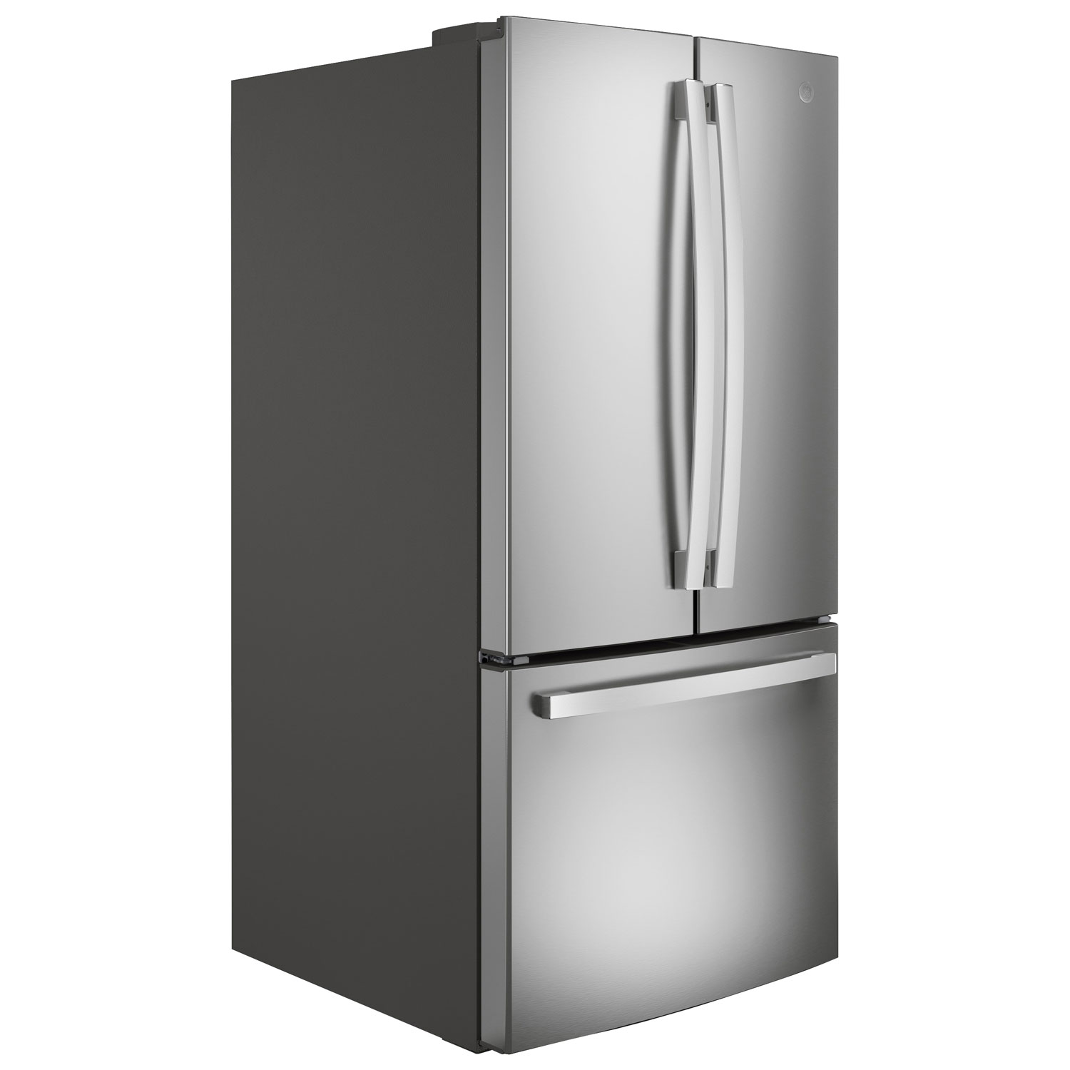 Réfrigérateur à deux portes 24,7 pi³ 33 po avec distributeur d'eau et de glaçons de GE - Acier inoxydable résistant aux traces de doigts