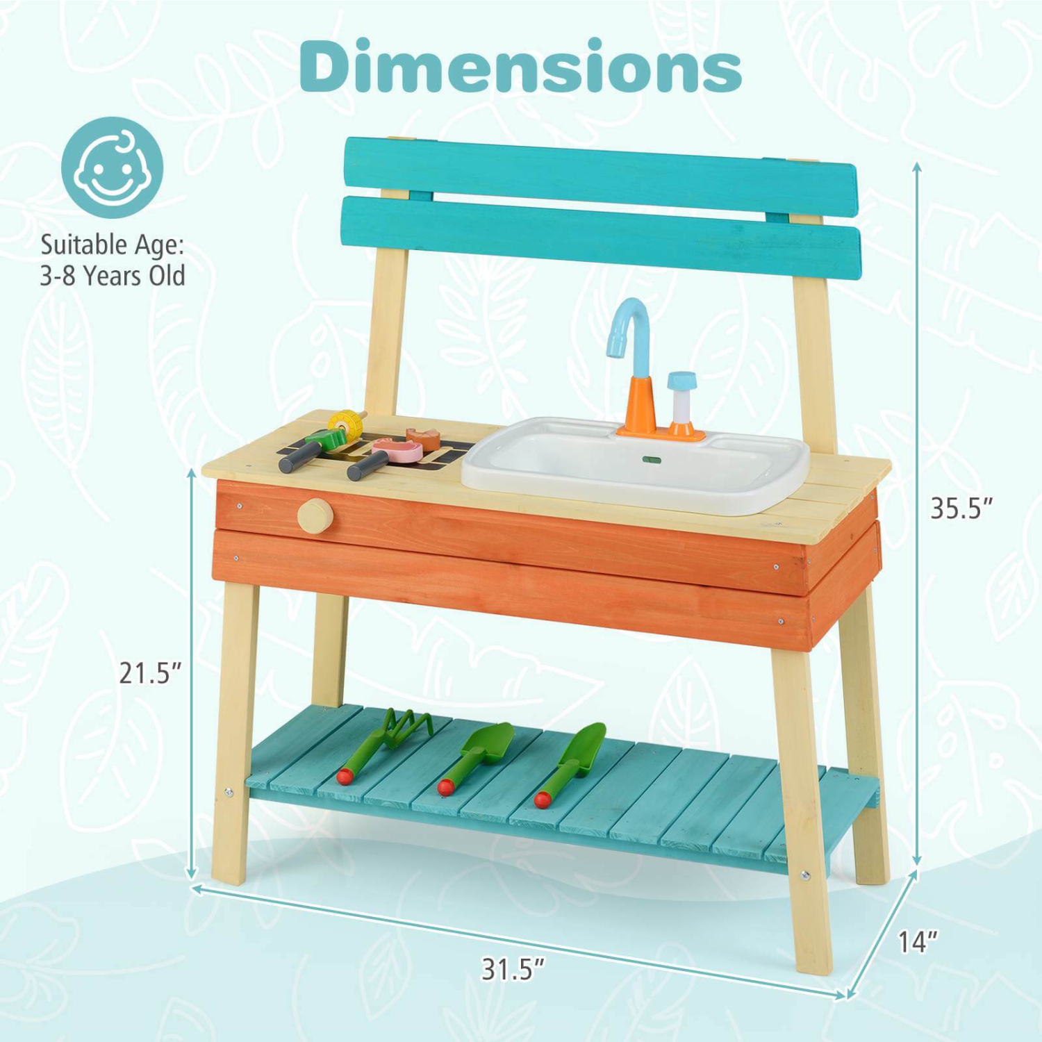 Ensemble de jeu de cuisine en bois Play Kitchen pour enfants avec support de barbecue en bois de Costway