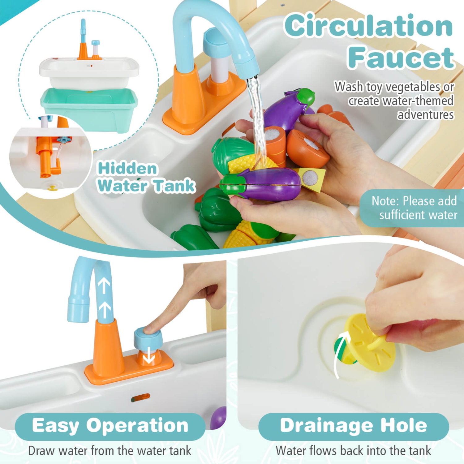 Ensemble de jeu de cuisine en bois Play Kitchen pour enfants avec support de barbecue en bois de Costway