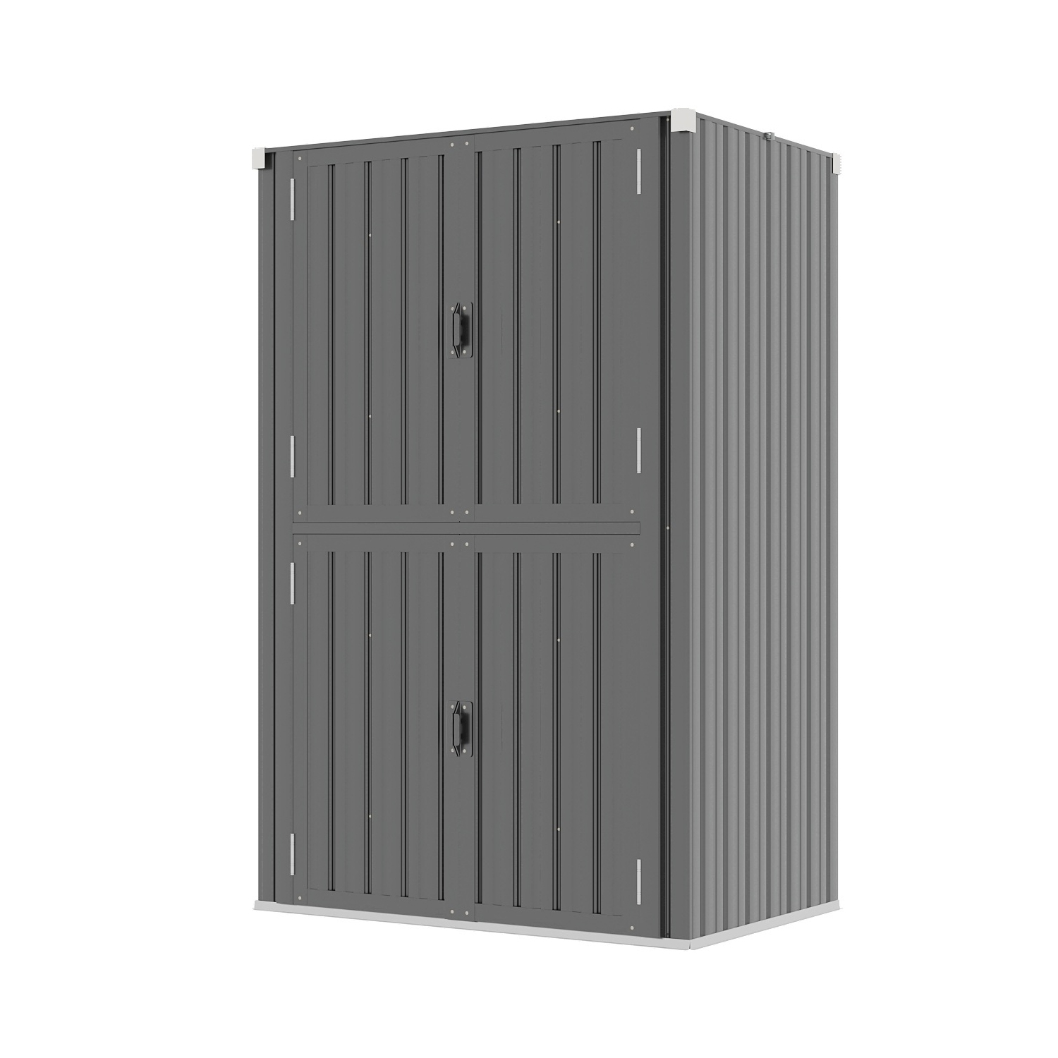 Armoire de rangement extérieure AECOJOY à l'épreuve des intempéries, grande remise de rangement verticale verrouillable avec tablettes, gris