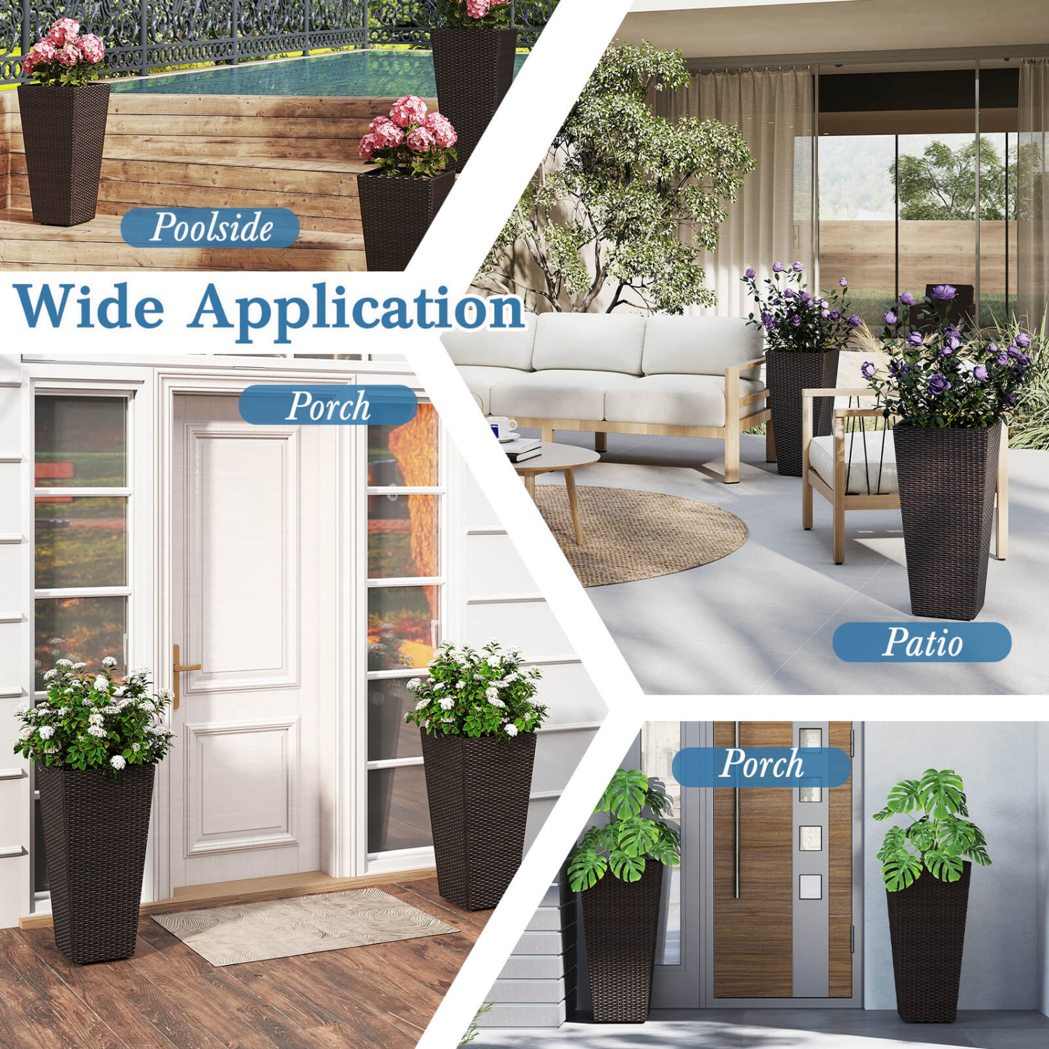 Costway 30" Tall Flower Pot Set of 2 Planter Pots with Open-ended Base & Non-woven Soil Bag