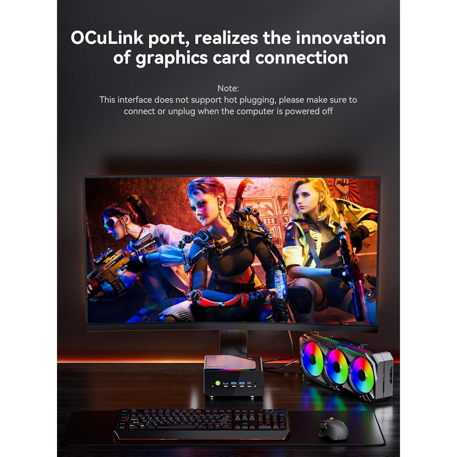 GMKtec K12 Gaming Mini PC Oculink AMD Ryzen 7 H 255 32GB DDR5 RAM 1TB SSD, Desktop Computer Radeon 780M Graphics, 3X M.2 2280 Storage Expansion, Dual