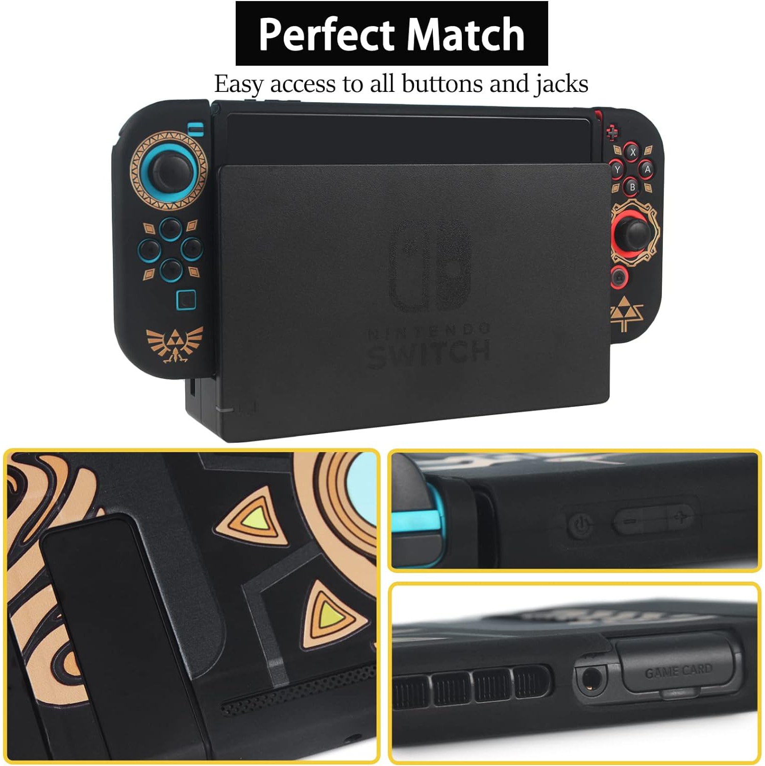 T Carrying Case Accessories for Switch,Portable Travel Case with Soft Protective Case, Screen Protectors and Thumb Grip caps, Black
