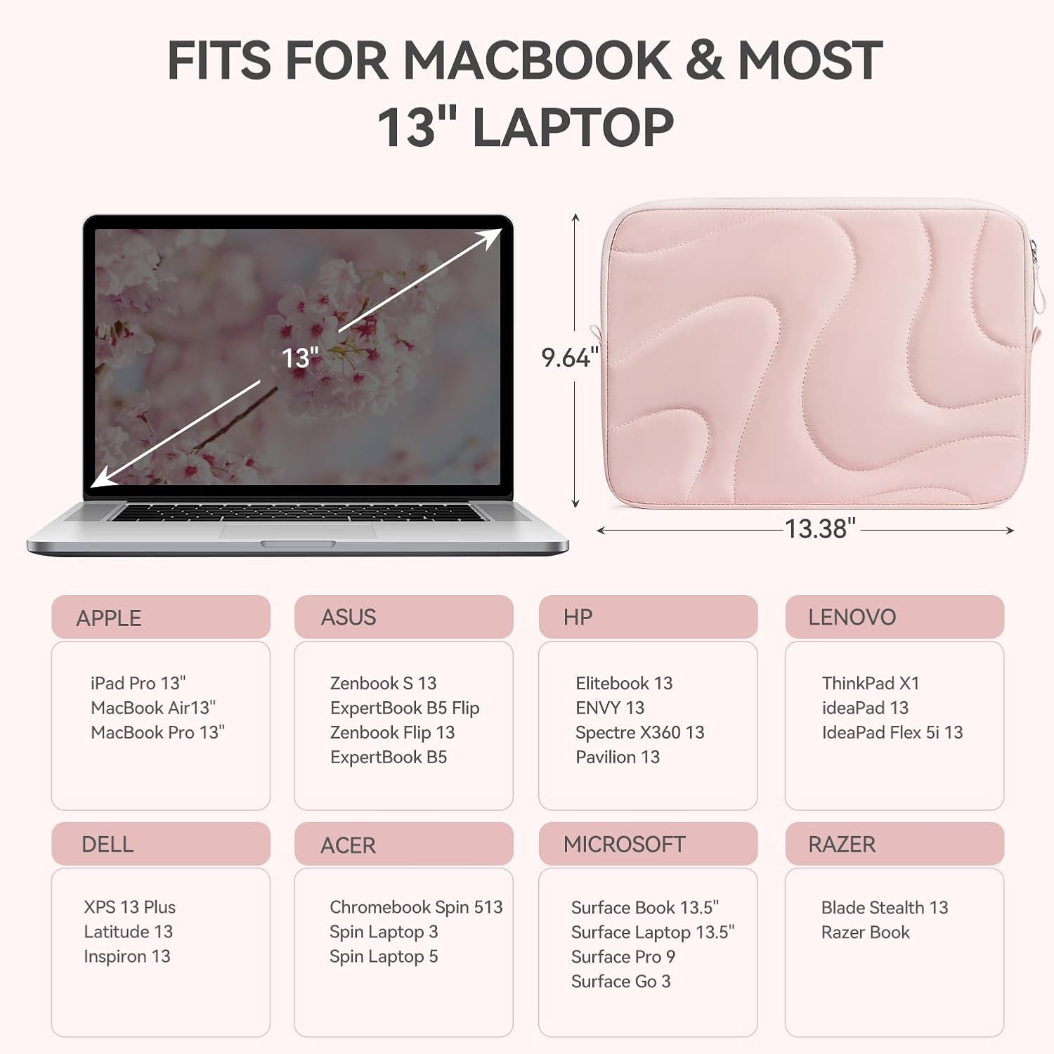 B Puffer Tote Bag for Women Lightweight Nylon Puffy Quilted Carryall Hobo Shoulder Purse 13in Pink