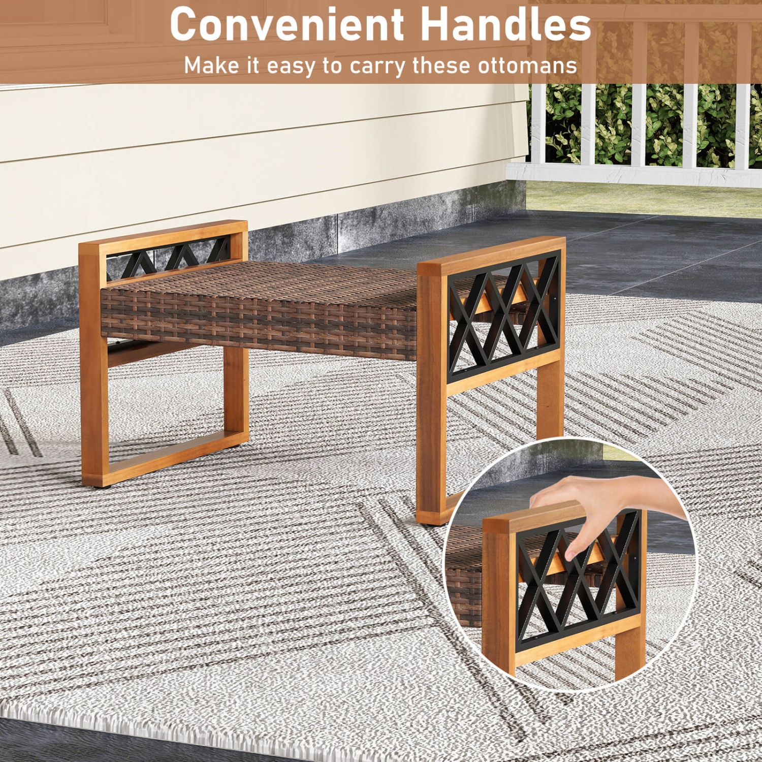 Costway – Poufs de jardin d'extérieur en osier de rotin en polyéthylène 2 PCS Meubles polyvalents