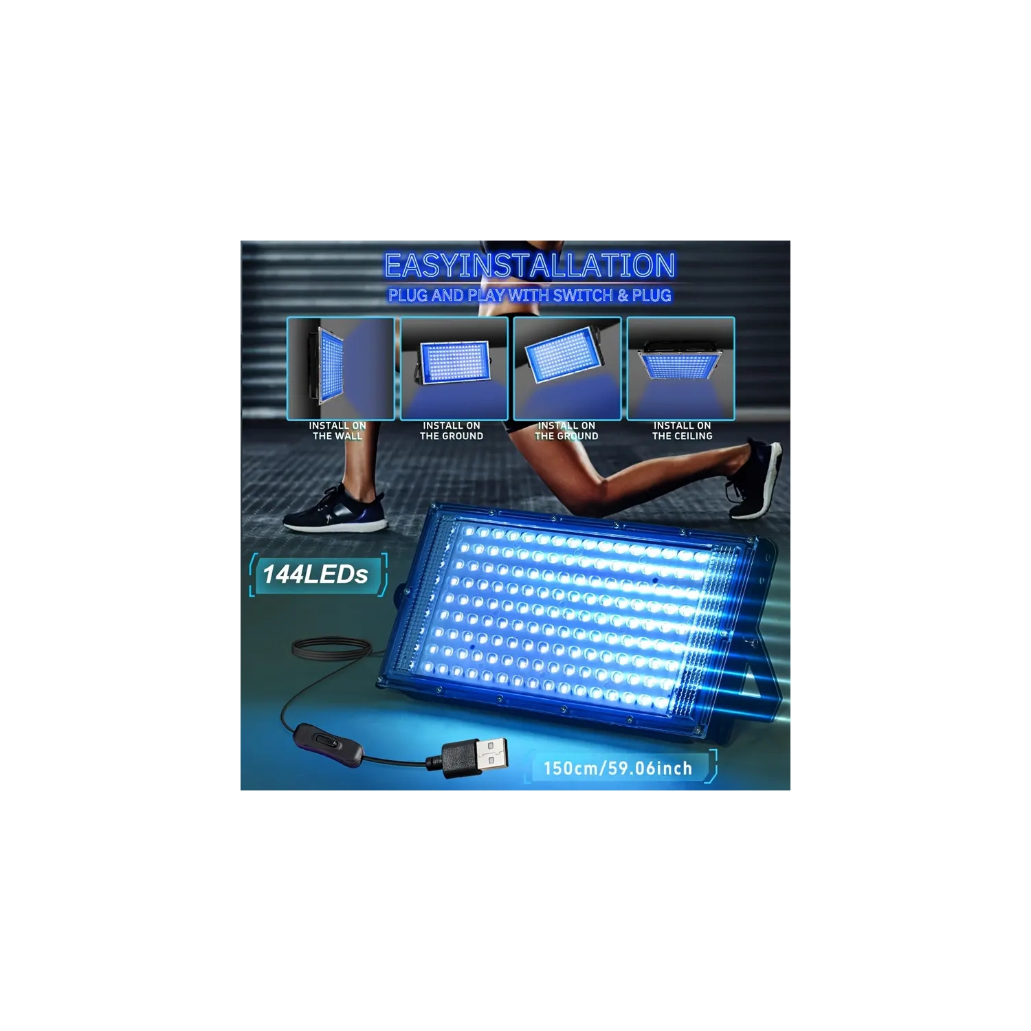 Large size 144 Leds Ultraviolet Tanning Lamp Solarium Light board for Body sunbathing Skin Bronze Skin Tanning USB Tanning Light