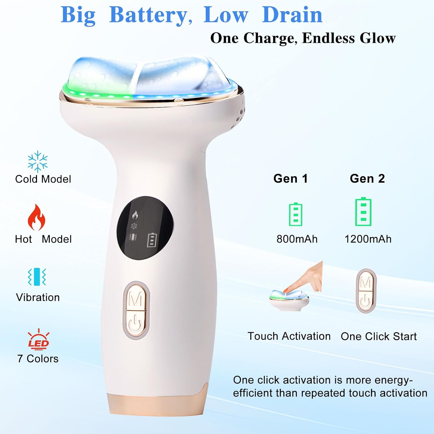 Cold Heat Facial Massager Red Light Therapy for Face Neck Eye Lifting Firming Depuffing,7-in-1 LED Facial Sculptor Skin Care Electric Lift Device