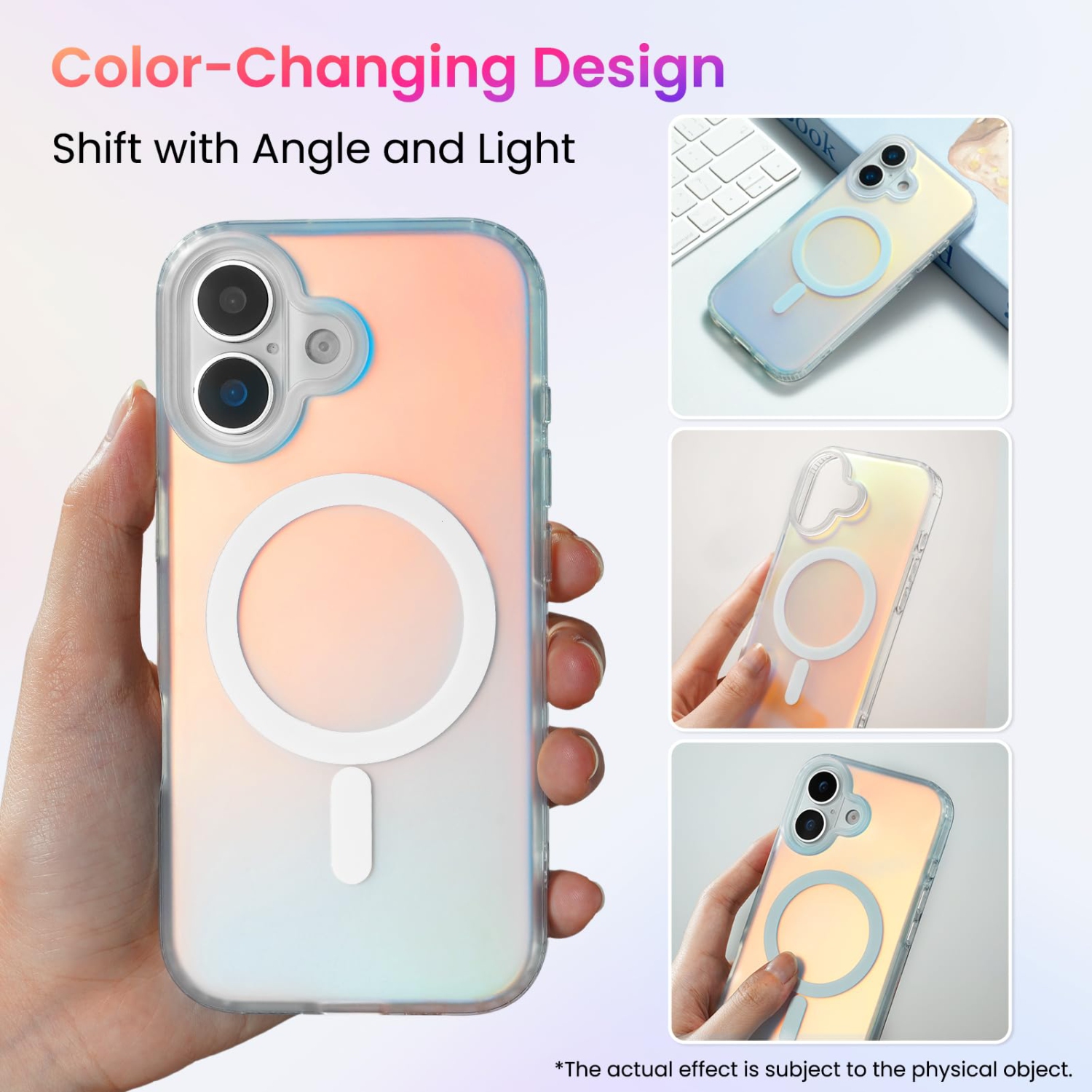 Étui ORNARTO pour iPhone 17,[Compatible avec MagSafe], couverture magnétique iridescente holographique, étui de protection antichoc arc-en-ciel pour
