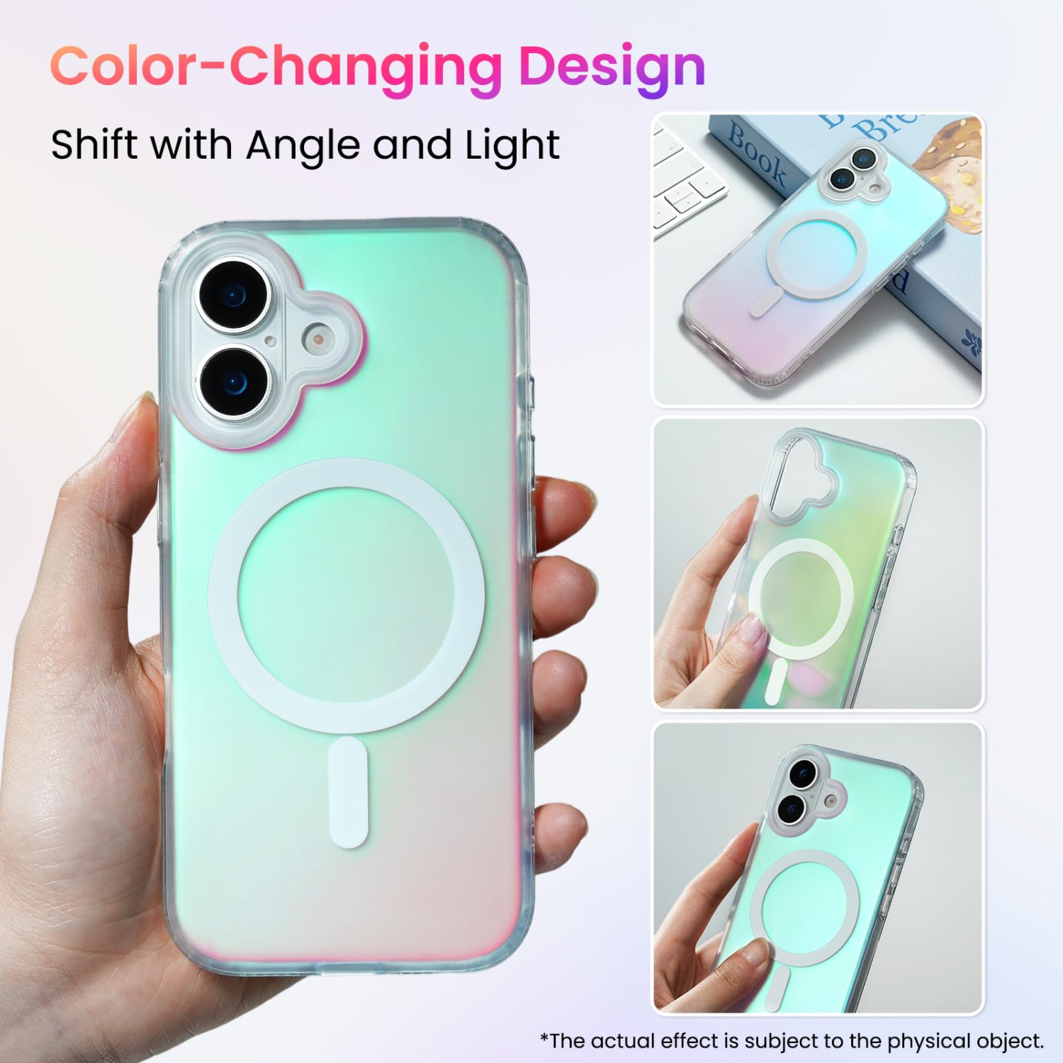 Étui ORNARTO pour iPhone 17,[Compatible avec MagSafe], couverture magnétique iridescente holographique, étui de protection arc-en-ciel antichoc pour