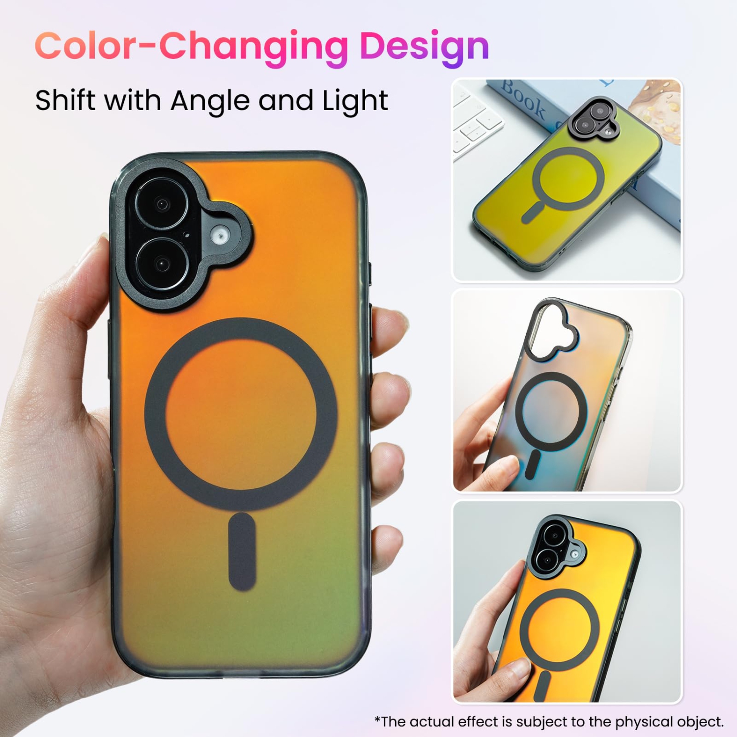 Étui ORNARTO pour iPhone 17,[Compatible avec MagSafe], couverture magnétique iridescente holographique, étui de protection antichoc arc-en-ciel pour