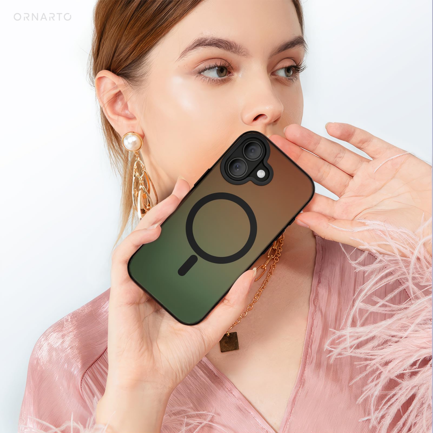 Étui ORNARTO pour iPhone 17,[Compatible avec MagSafe], couverture magnétique iridescente holographique, étui de protection antichoc arc-en-ciel pour