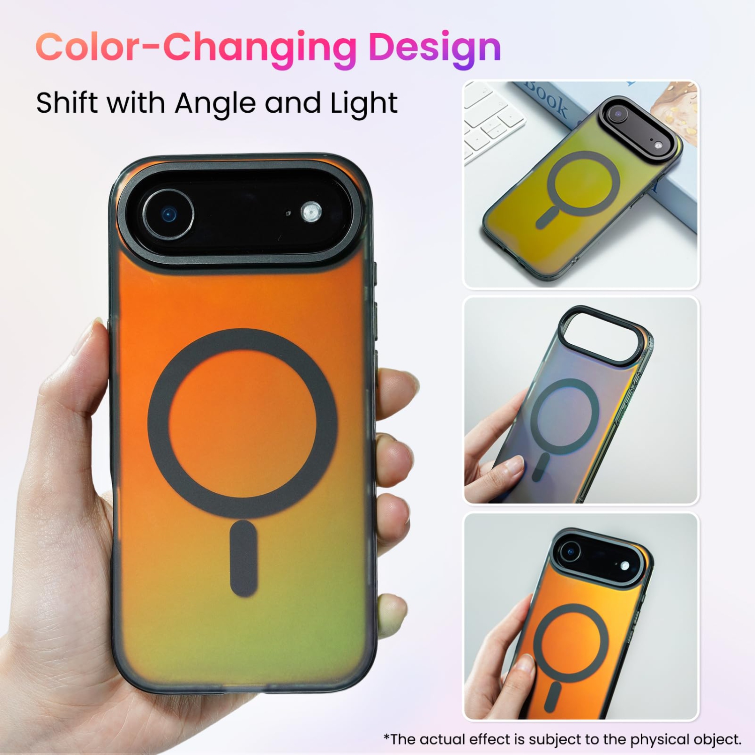 Étui ORNARTO pour iPhone Air,[Compatible avec MagSafe], couverture magnétique iridescente holographique, étui de protection antichoc arc-en-ciel pour