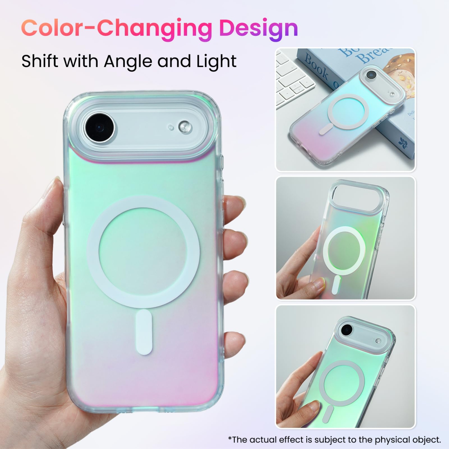 ORNARTO for iPhone Air Case,[Compatible with MagSafe],Holographic Iridescent Magnetic Cover,Shockproof Protective Rainbow Phone Case for iPhone Air
