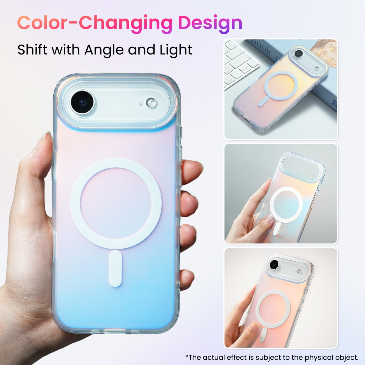 ORNARTO for iPhone Air Case,[Compatible with MagSafe],Holographic Iridescent Magnetic Cover,Shockproof Protective Rainbow Phone Case for iPhone Air