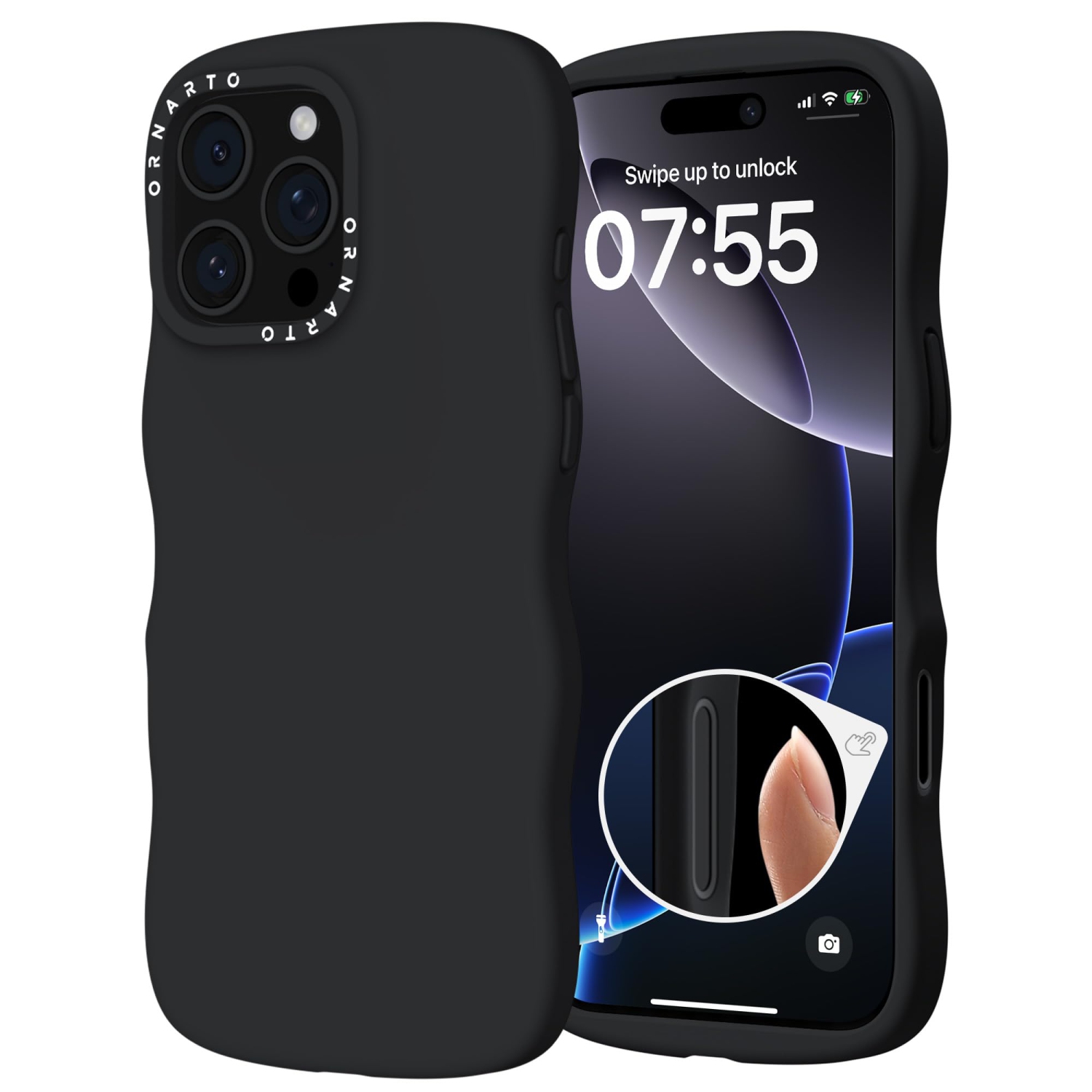 Étui ORNARTO pour iPhone 16 Pro Max – Curly Wave Edge | Compatible avec MagSafe | Antichoc Liquide Silicone 3 couches Étui de téléphone souple