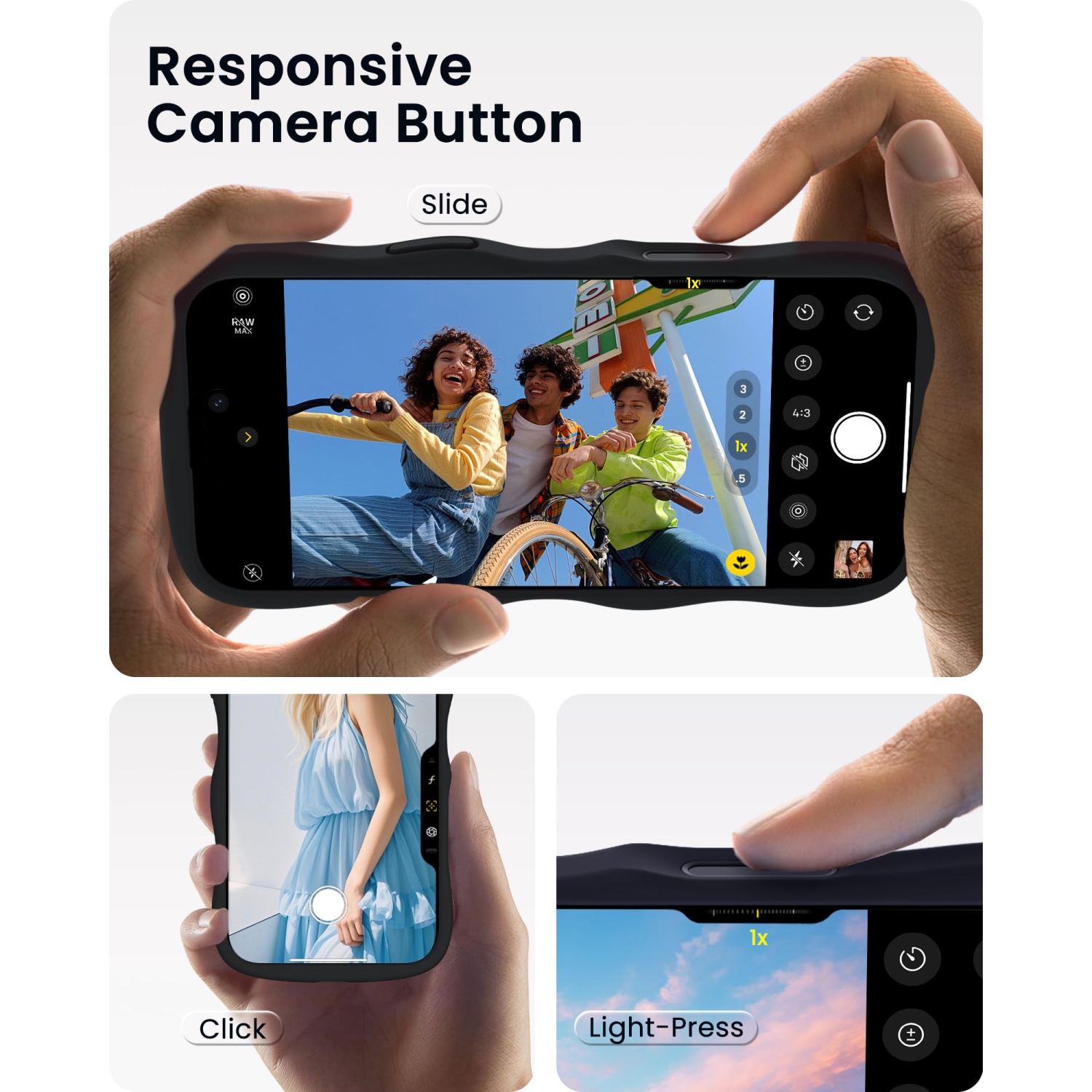 Étui ORNARTO pour iPhone 16 Pro Max – Curly Wave Edge | Compatible avec MagSafe | Antichoc Liquide Silicone 3 couches Étui de téléphone souple