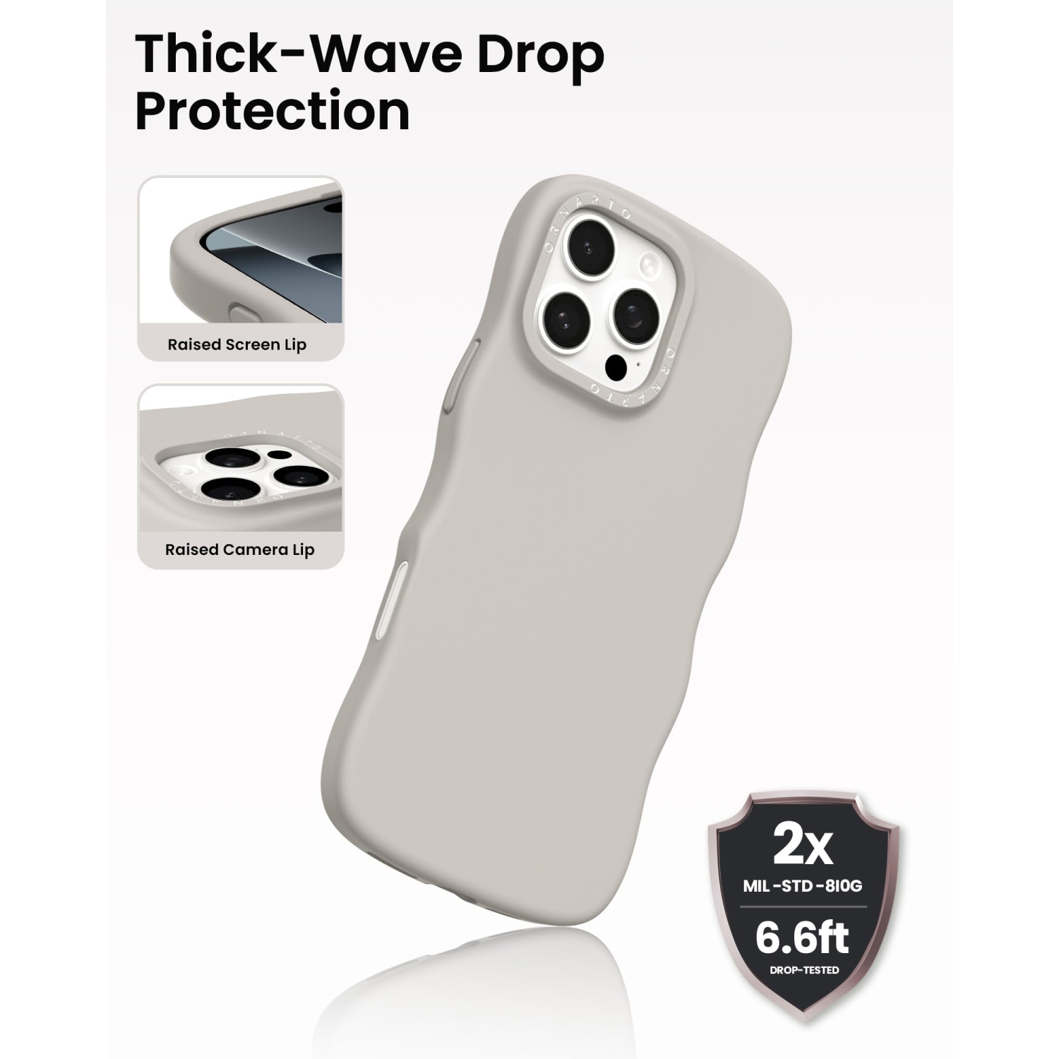Étui ORNARTO pour iPhone 16 Pro Max – Curly Wave Edge | Compatible avec MagSafe | Antichoc Liquide Silicone 3 couches Étui de téléphone souple