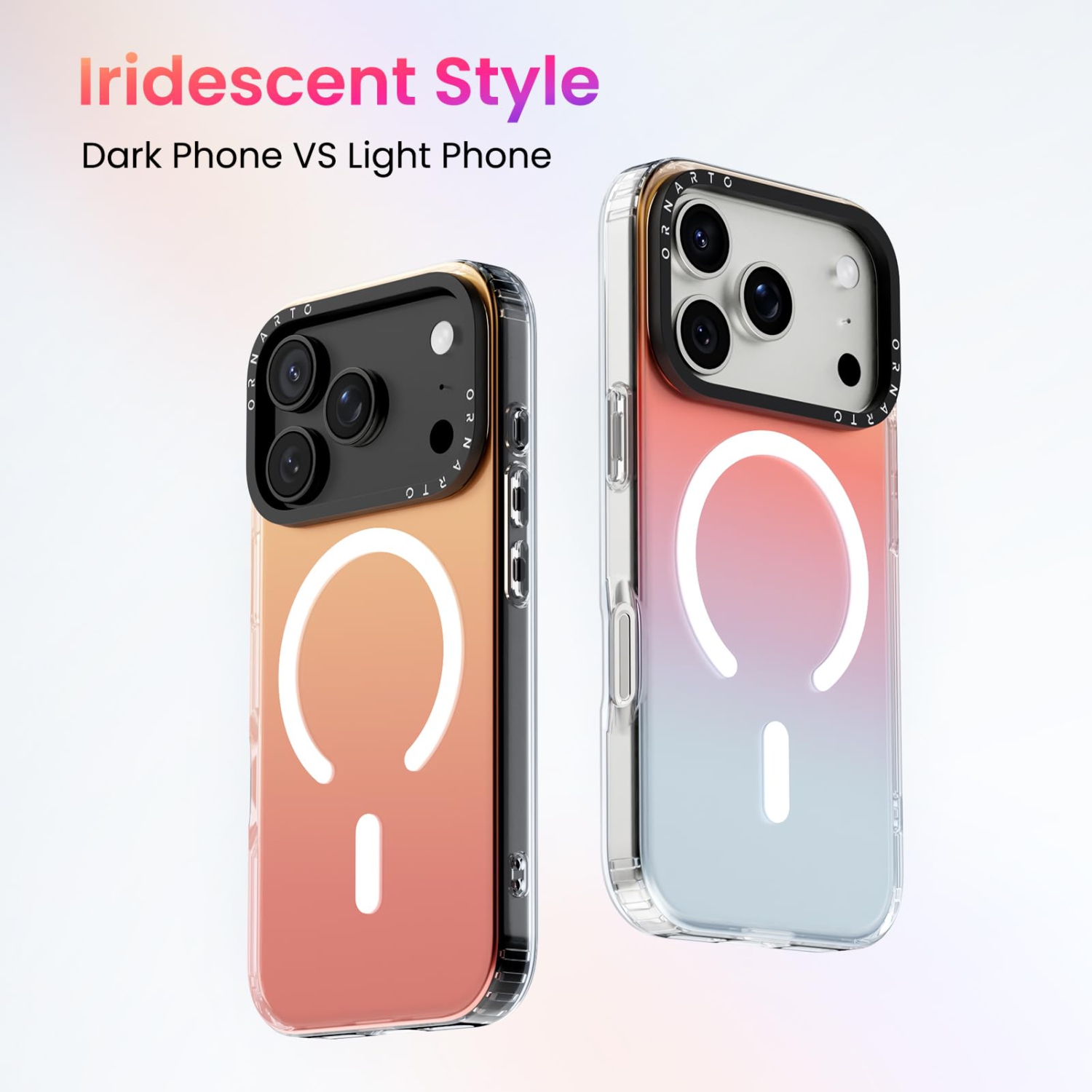 ORNARTO for iPhone 17 Pro Case,[Compatible with MagSafe],Holographic Iridescent Magnetic Cover,Shockproof Protective Rainbow Phone Case for iPhone 17