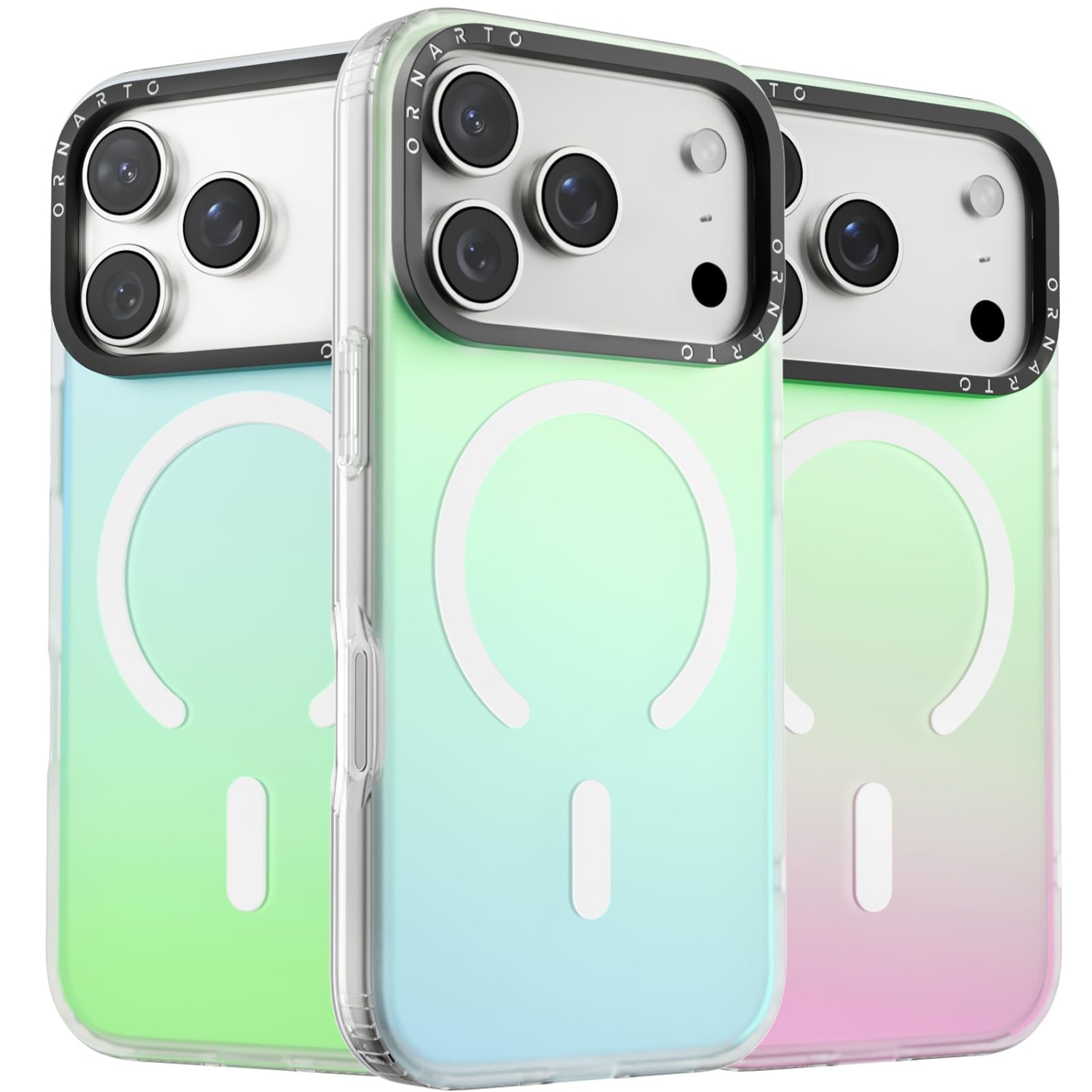 ORNARTO for iPhone 17 Pro Case,[Compatible with MagSafe],Holographic Iridescent Magnetic Cover,Shockproof Protective Rainbow Phone Case for iPhone 17