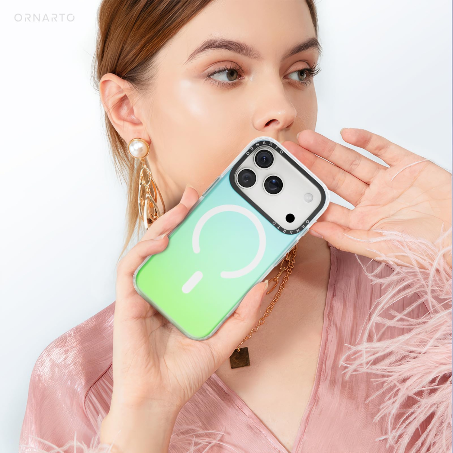 ORNARTO for iPhone 17 Pro Case,[Compatible with MagSafe],Holographic Iridescent Magnetic Cover,Shockproof Protective Rainbow Phone Case for iPhone 17