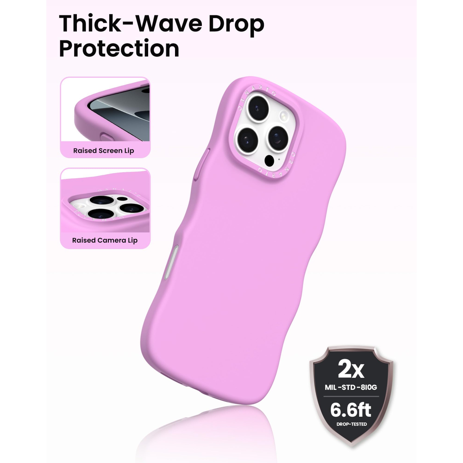 ORNARTO for iPhone 16 Pro Case – Curly Wave Edge | Compatible with MagSafe | Shockproof Liquid Silicone Soft Protective Phone Case for iPhone 16