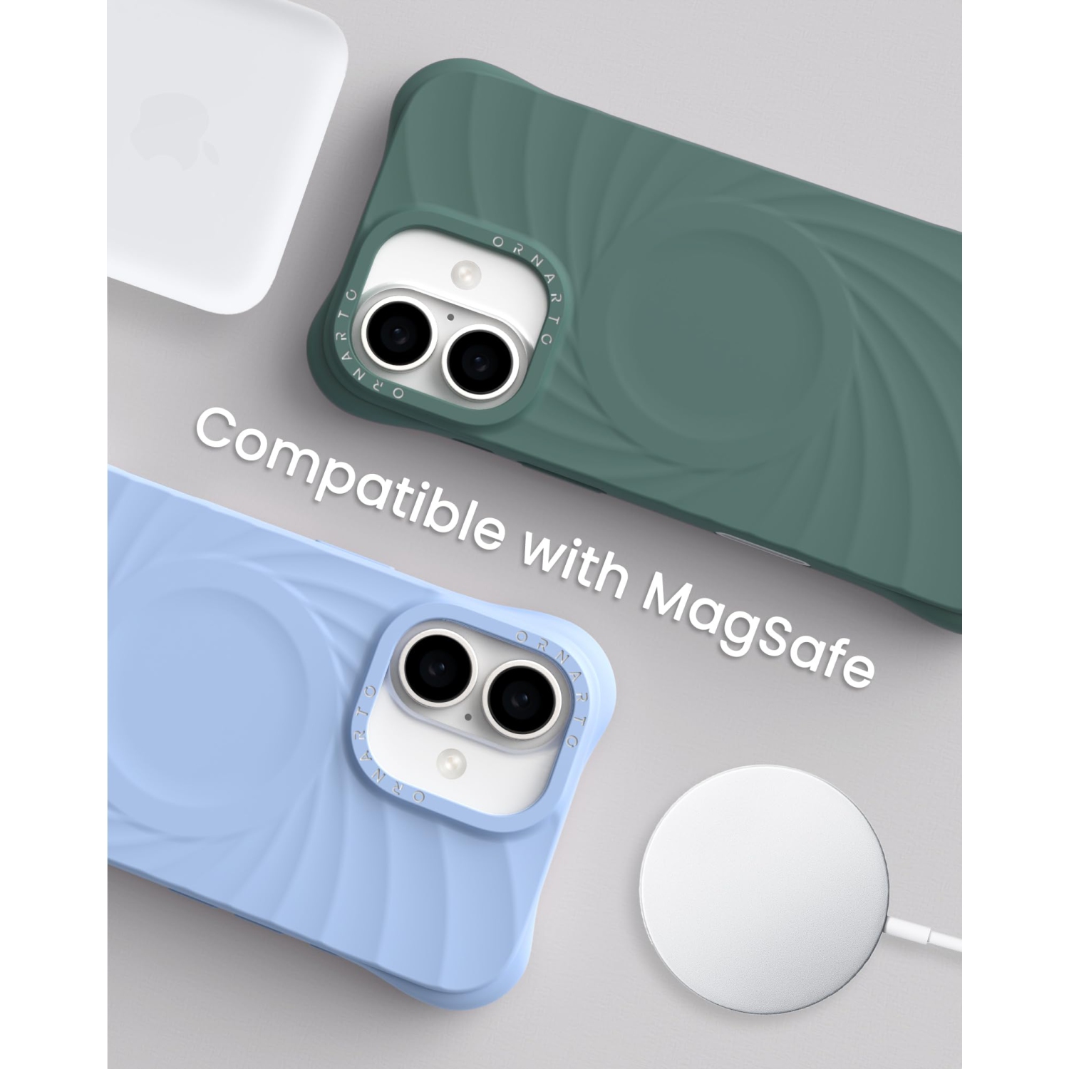 Ornarto – Étui Vortuxe pour iPhone 17, [compatible avec MagSafe/2X protection de qualité militaire contre les chutes], étui de téléphone en silicone