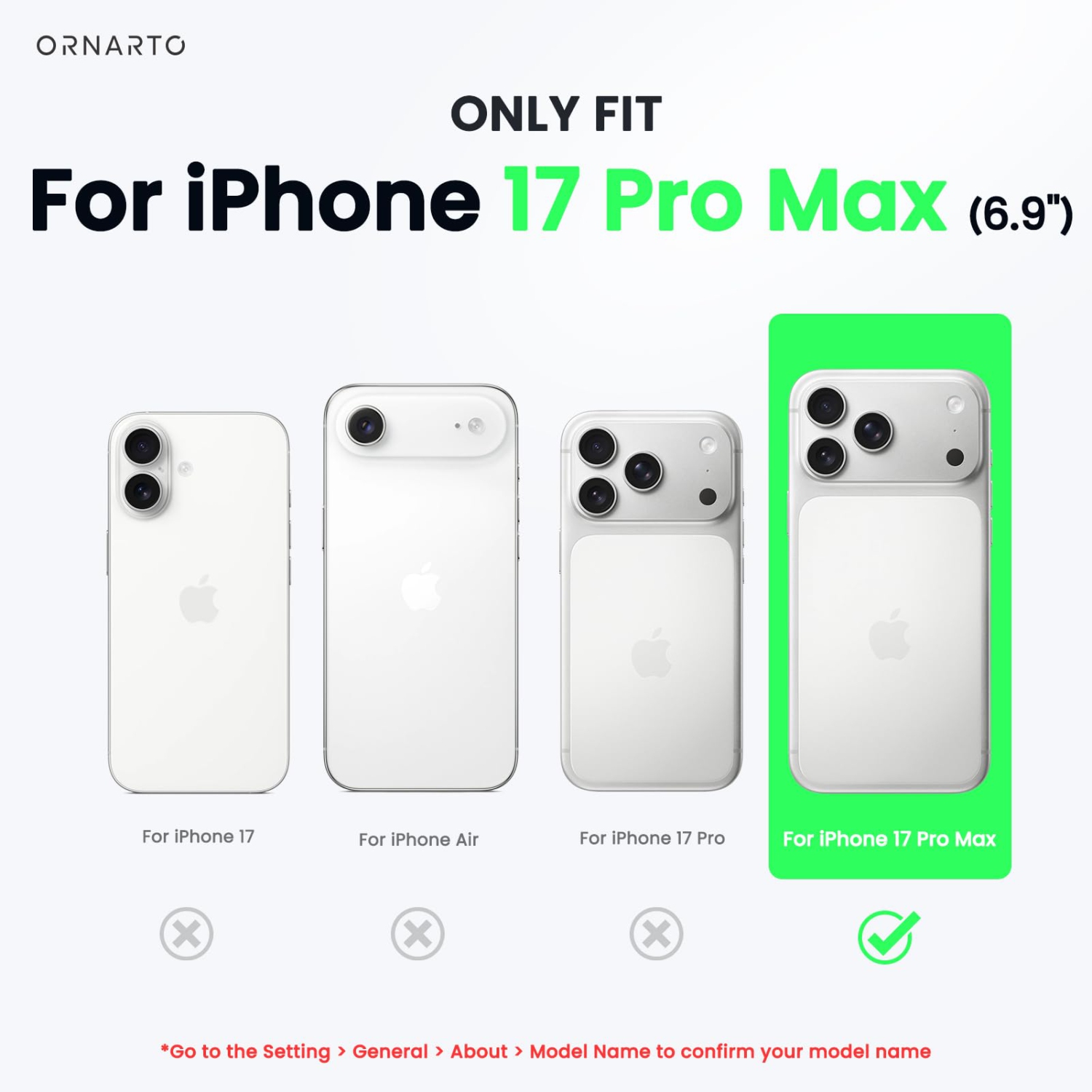 ORNARTO Compatible avec l'étui pour iPhone 17 Pro Max, étui protecteur mince en silicone liquide antichoc pour téléphone 6,9 po avec doublure en