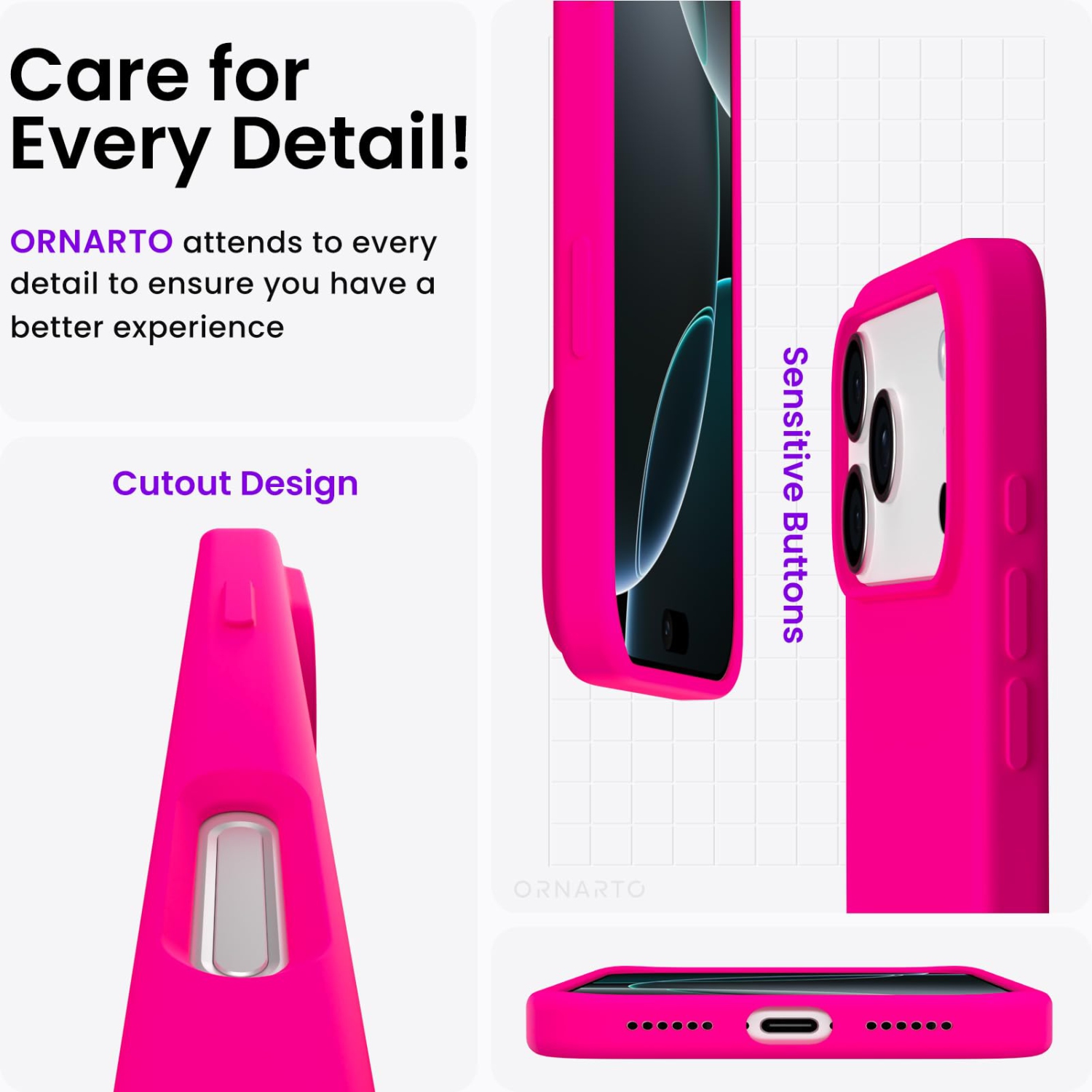 ORNARTO Compatible avec l'étui pour iPhone 17 Pro Max, étui protecteur mince en silicone liquide antichoc pour téléphone 6,9 po avec doublure en