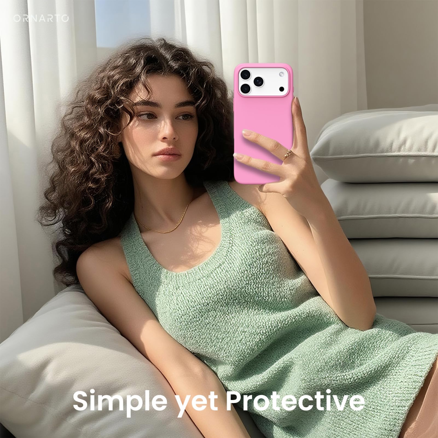 ORNARTO Compatible avec l'étui pour iPhone 17 Pro Max, étui protecteur mince en silicone liquide antichoc pour téléphone 6,9 po avec doublure en