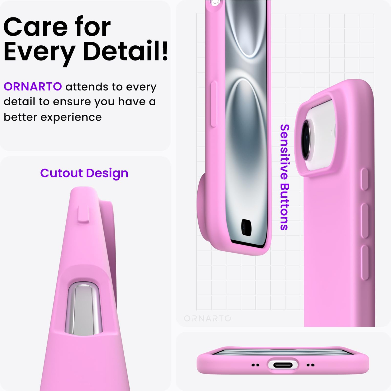 ORNARTO Compatible avec l'étui pour iPhone Air, étui mince en silicone liquide 3 couches, gel souple, caoutchouc antichoc, 6,5 po, doublure en