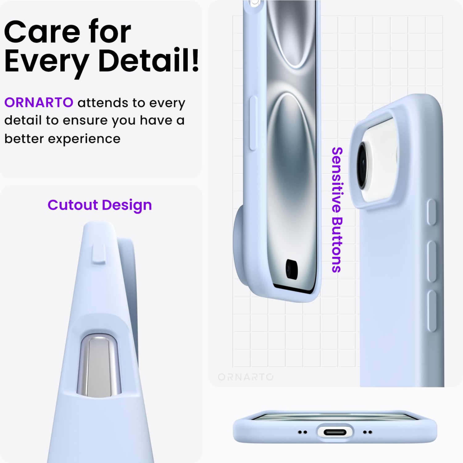 ORNARTO Compatible with iPhone Air Case,Slim Liquid Silicone 3 Layers Soft Gel Rubber Shockproof Protective Phone Case 6.5" with Anti-Scratch