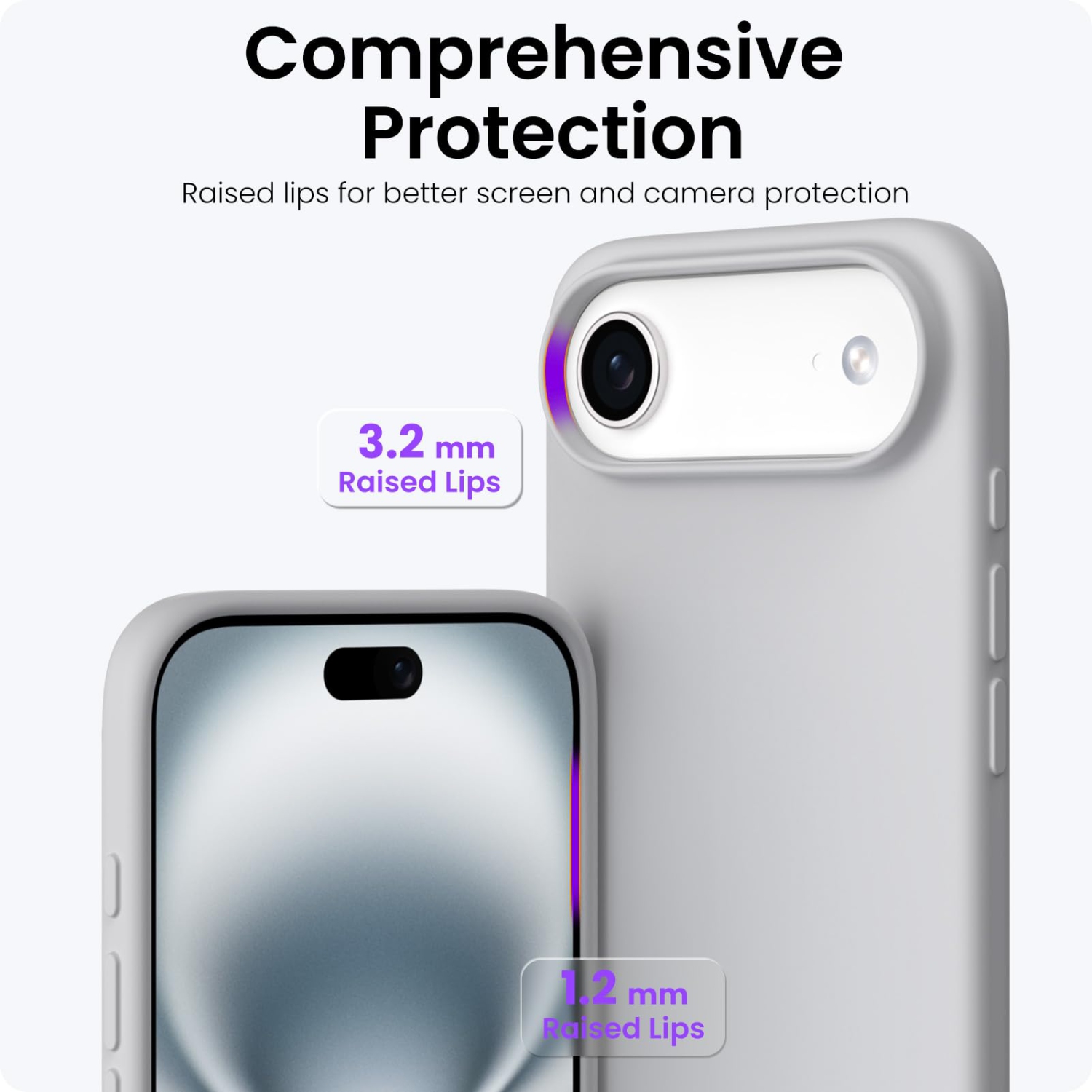 ORNARTO Compatible avec l'étui pour iPhone Air, étui mince en silicone liquide 3 couches, gel souple, caoutchouc antichoc, 6,5 po, doublure en