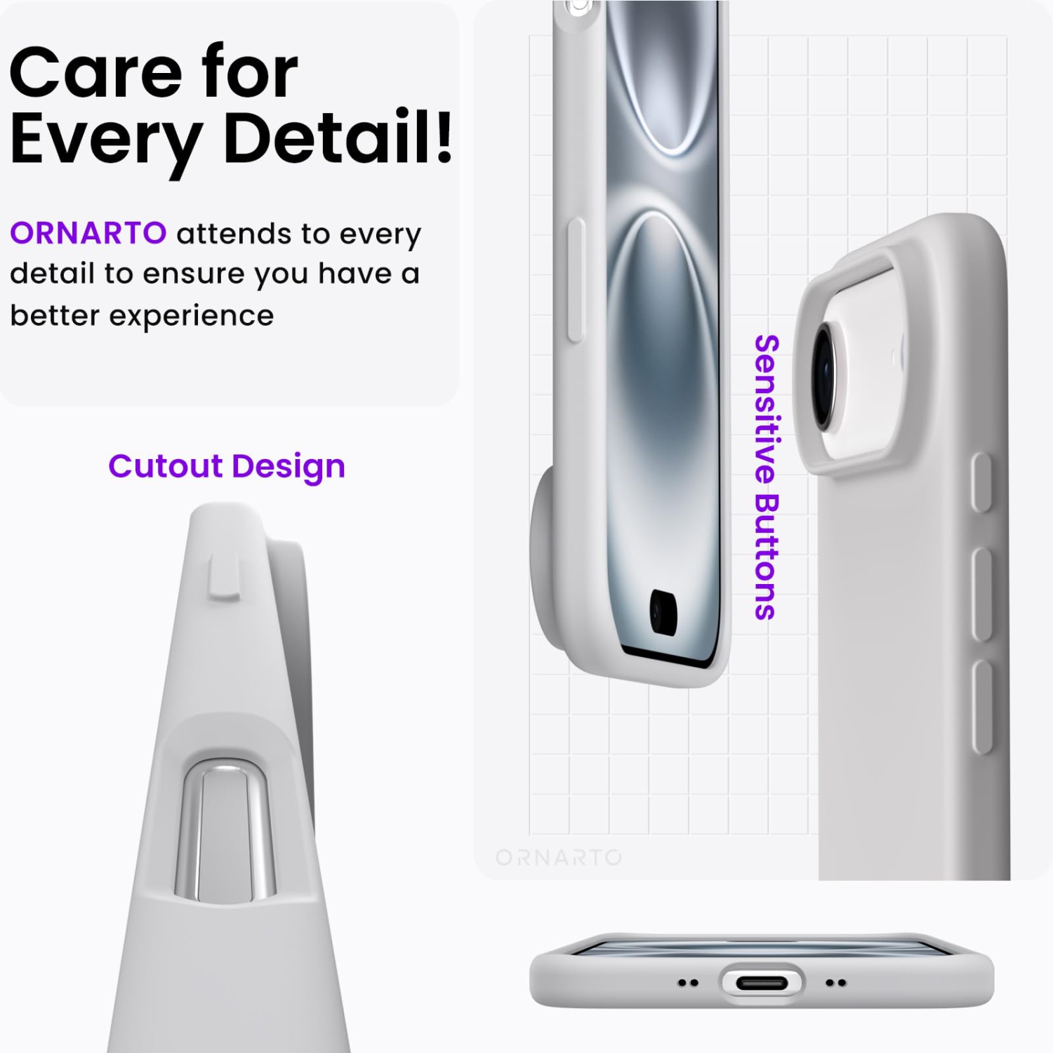 ORNARTO Compatible avec l'étui pour iPhone Air, étui mince en silicone liquide 3 couches, gel souple, caoutchouc antichoc, 6,5 po, doublure en