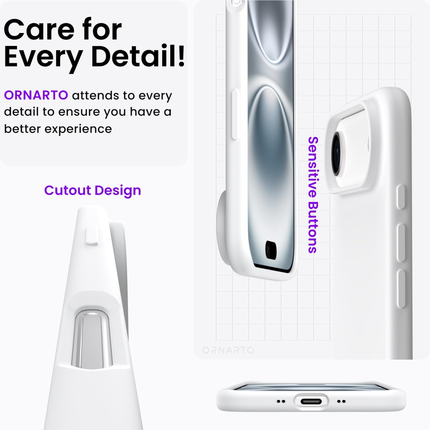 ORNARTO Compatible avec l'étui pour iPhone Air, étui mince en silicone liquide 3 couches, gel souple caoutchouc antichoc, 6,5 po, doublure en