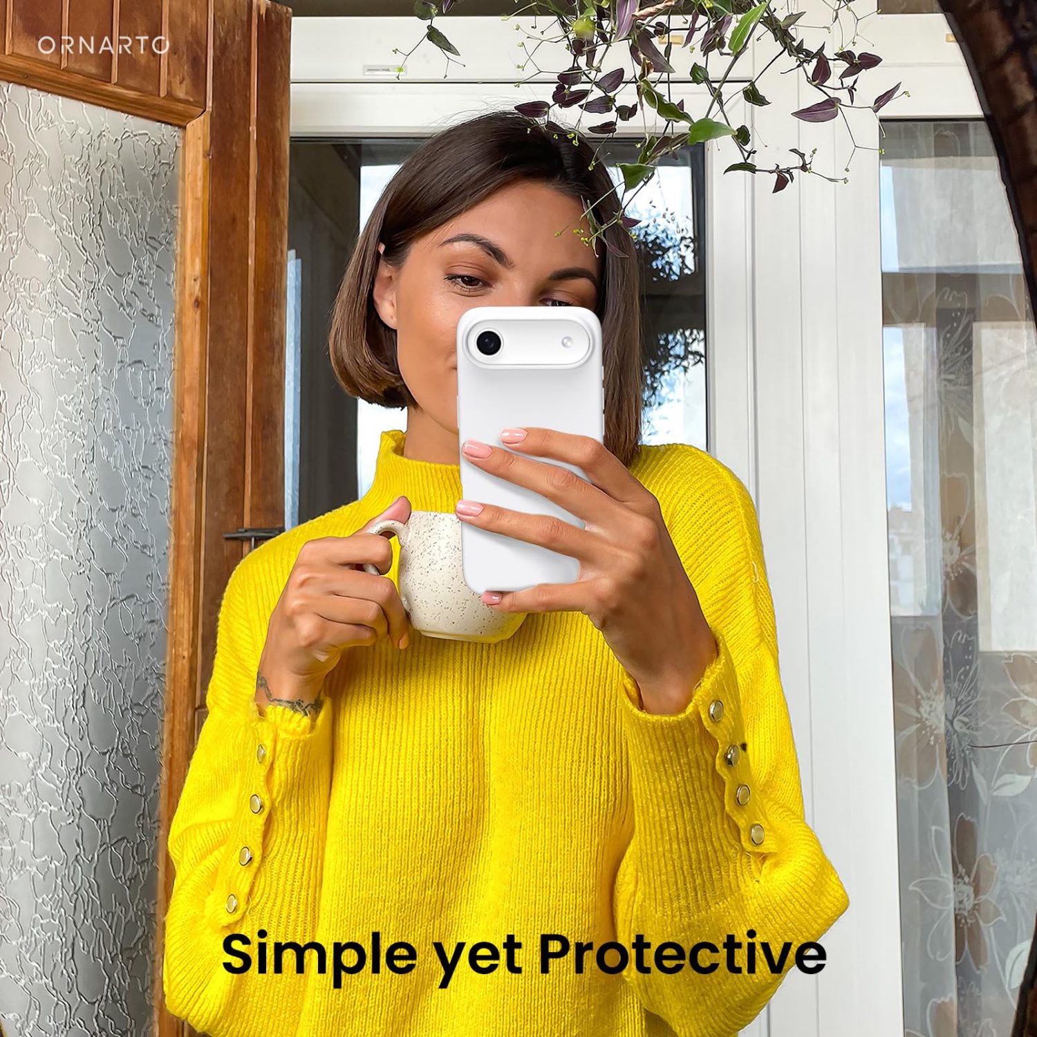 ORNARTO Compatible avec l'étui pour iPhone Air, étui mince en silicone liquide 3 couches, gel souple caoutchouc antichoc, 6,5 po, doublure en