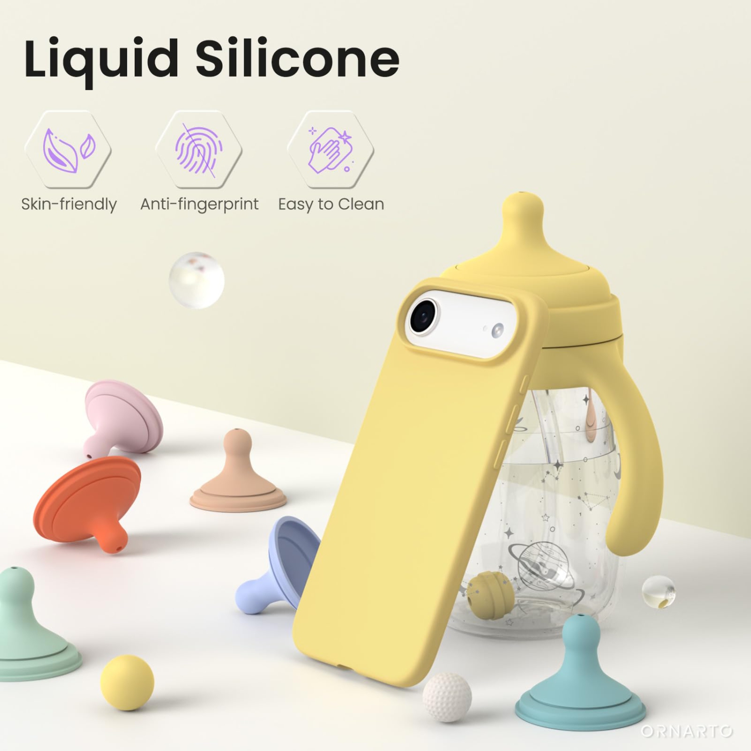 ORNARTO Compatible with iPhone Air Case,Slim Liquid Silicone 3 Layers Soft Gel Rubber Shockproof Protective Phone Case 6.5" with Anti-Scratch