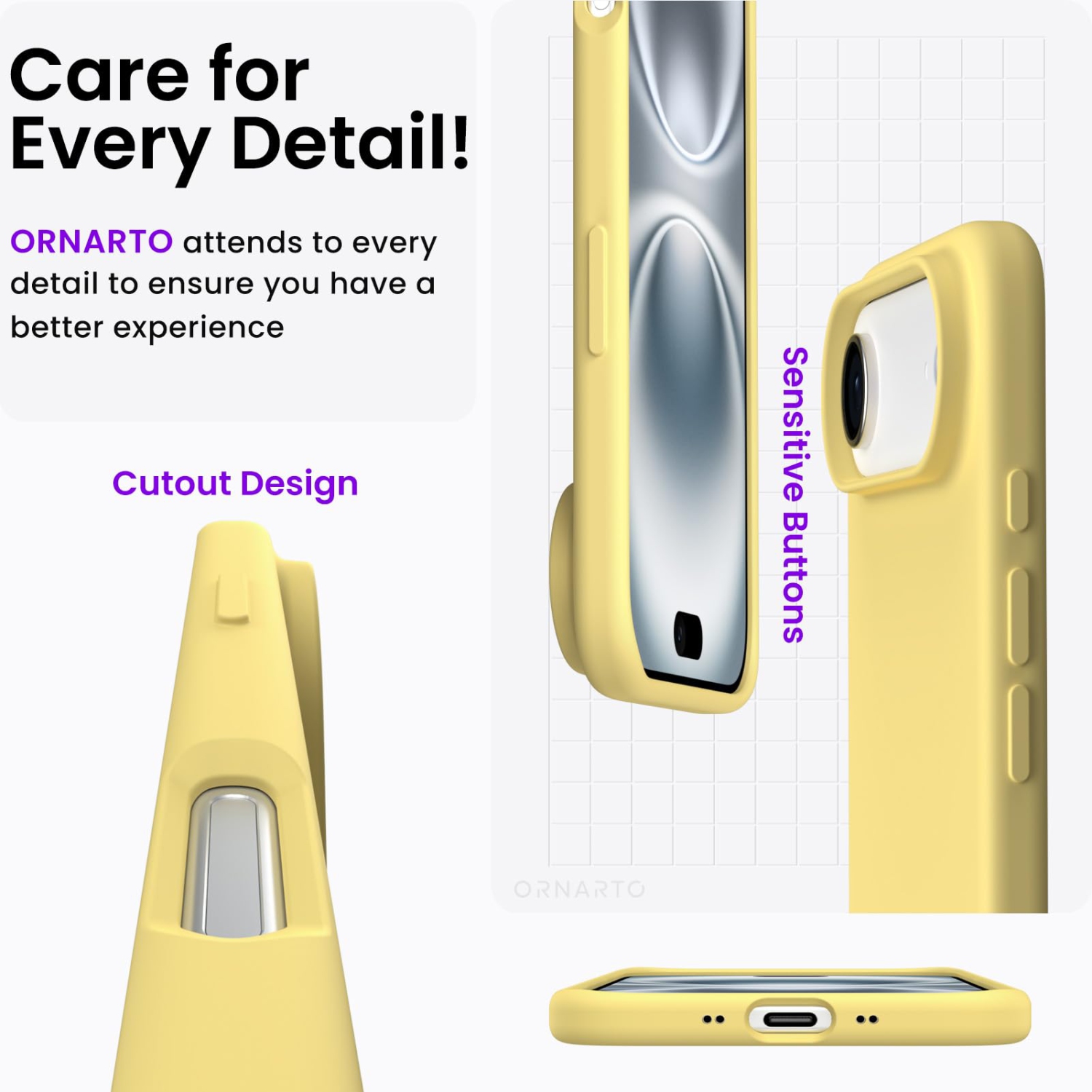 ORNARTO Compatible with iPhone Air Case,Slim Liquid Silicone 3 Layers Soft Gel Rubber Shockproof Protective Phone Case 6.5" with Anti-Scratch