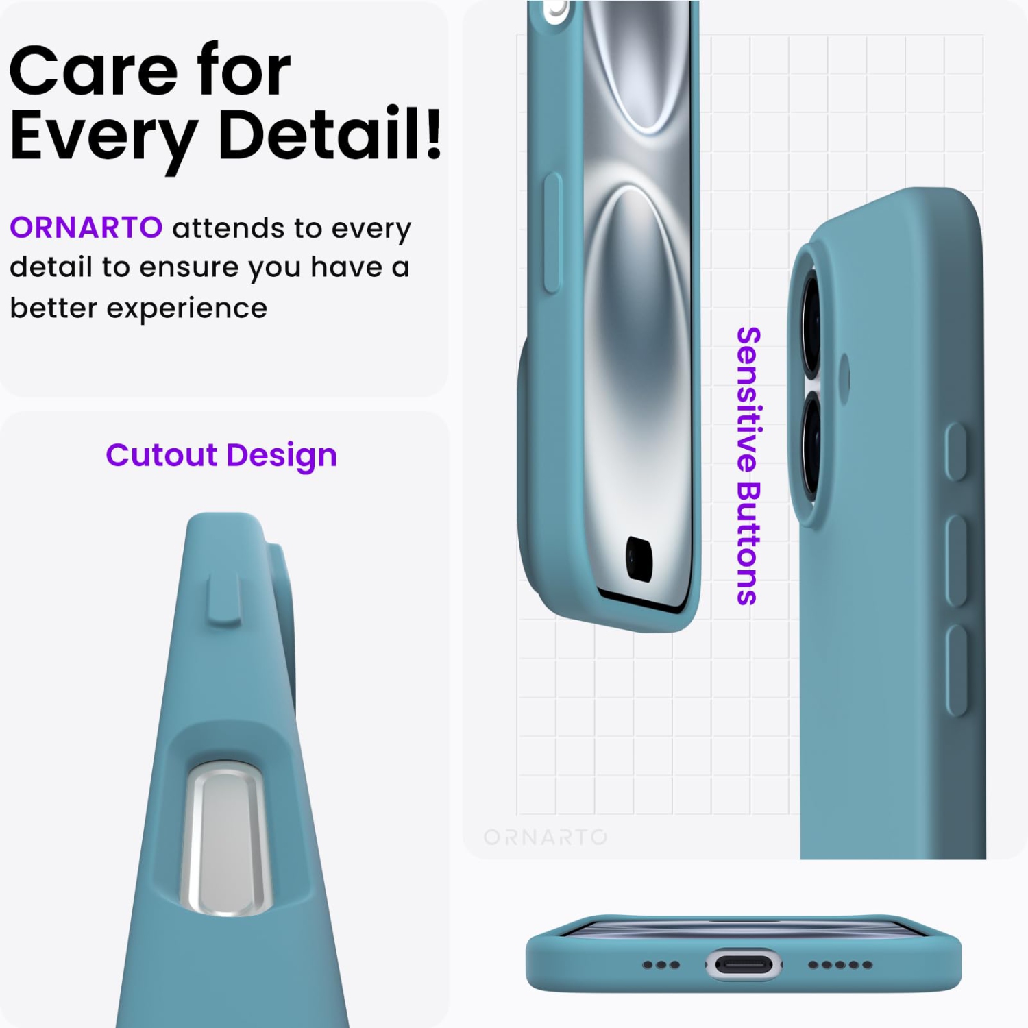 ORNARTO Compatible with iPhone 17 Case,Slim Liquid Silicone Shockproof Protective Phone Case for iPhone 17 6.3" with Anti-Scratch Microfiber